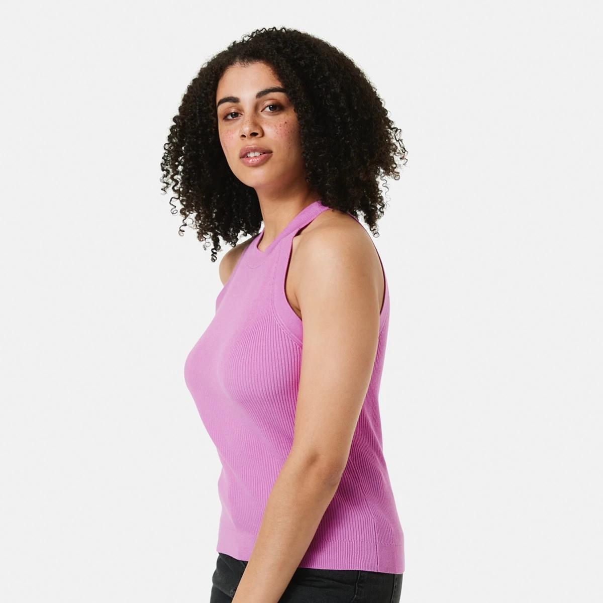 2 Sleeveless True Knit Halter Neck Top Pink, 2 of 5