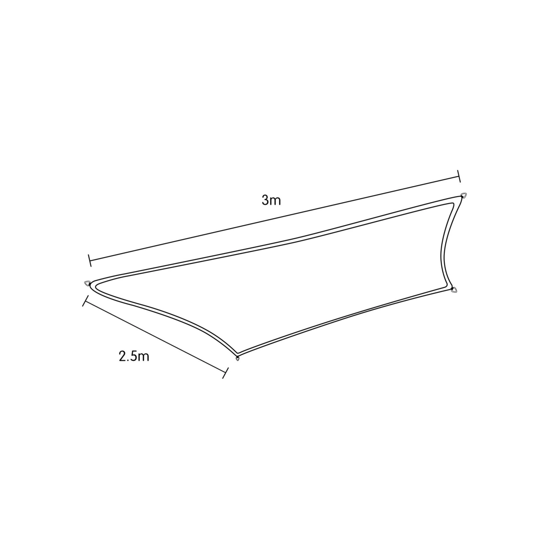 8 Wallaroo Rectangular Shade Sail 3 x 2.5m Outdoor UV Cover- Sand, 8 of 8