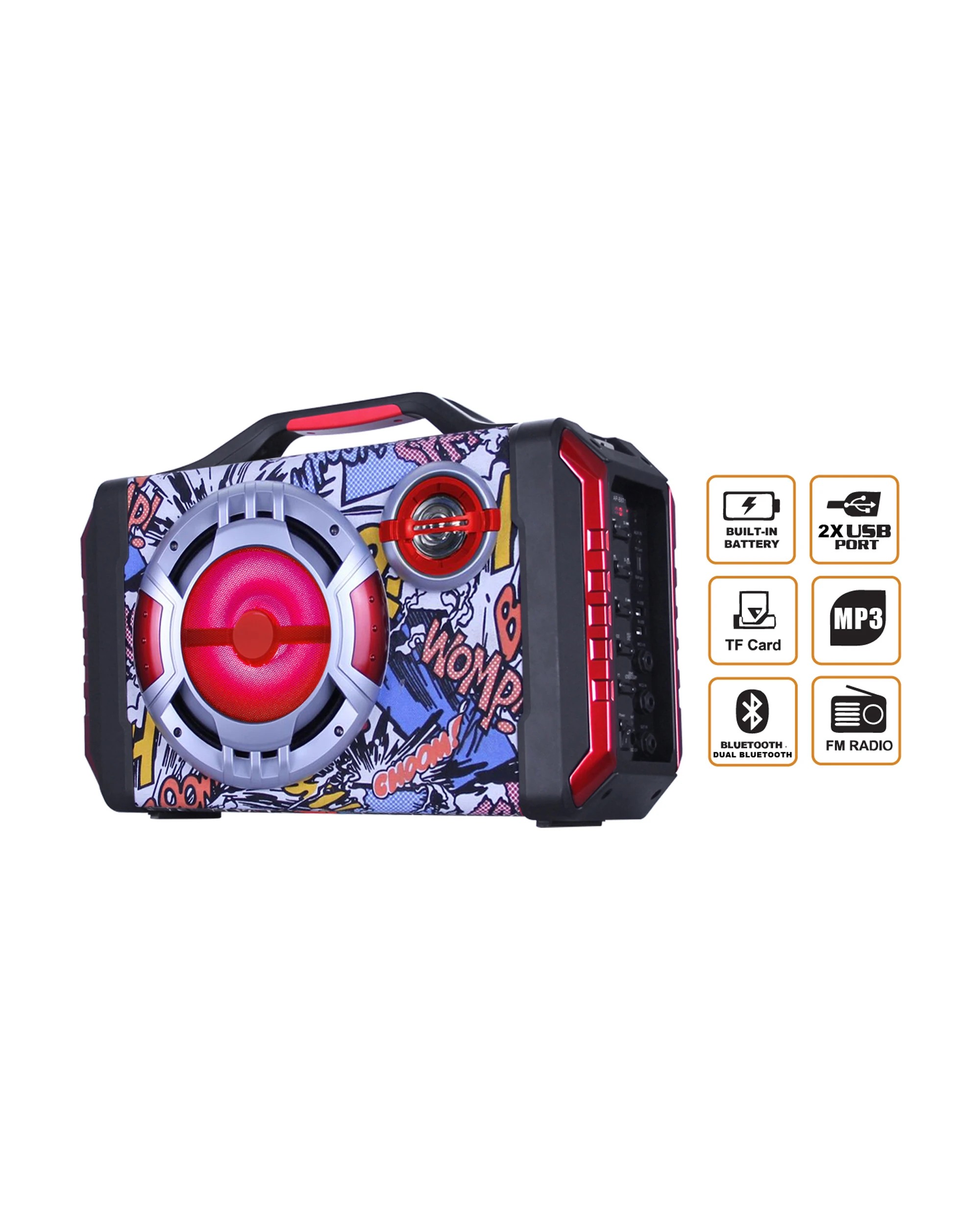 4 TODO Bluetooth Rechargeable karaoke PA Portable Speaker System  Boom Box Dual USB DJ Pa Led Light kit, 4 of 4