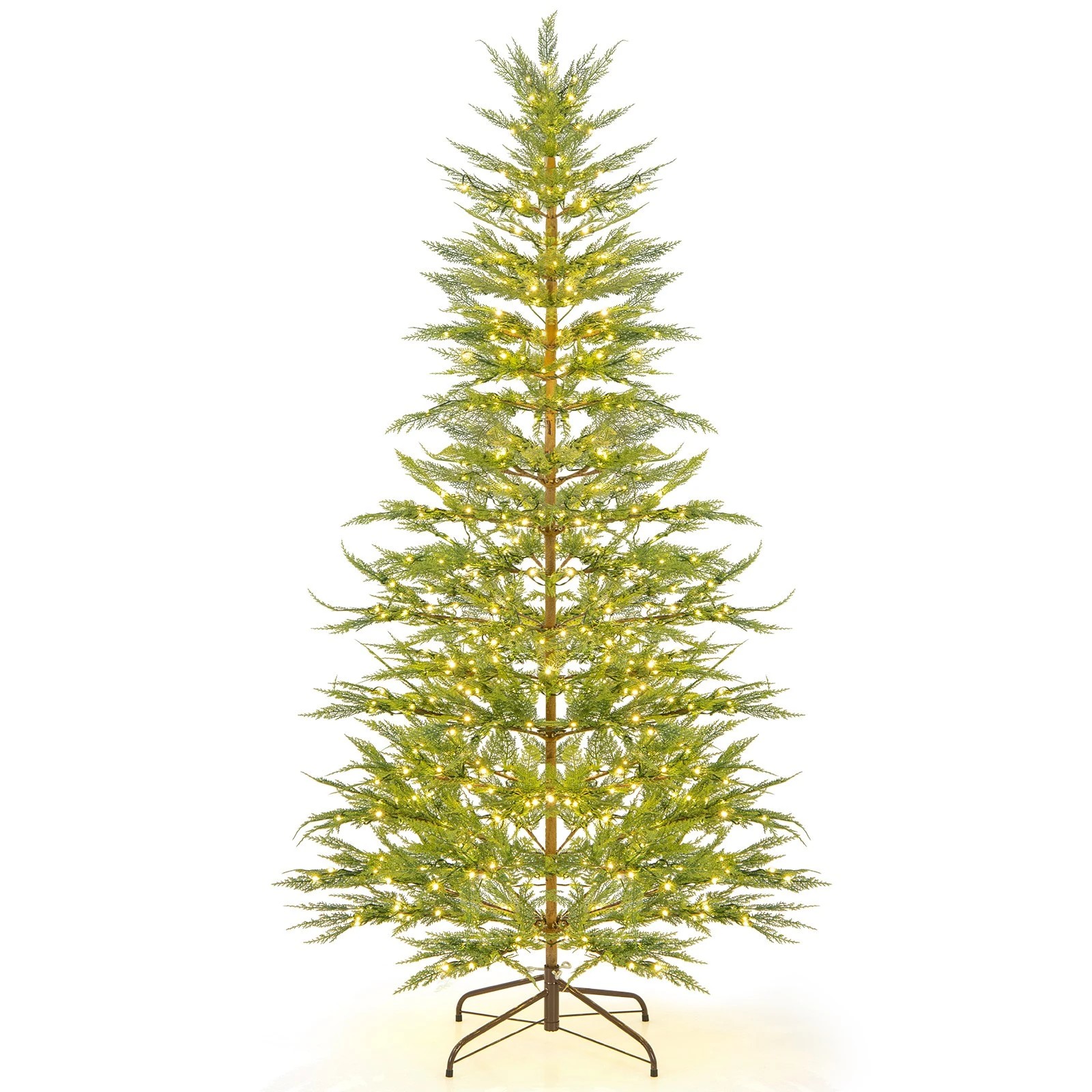 1 Costway 225cm Pre-Lit Xmas Christmas Tree w/540 Warm White LED Light Timer, 1 of 1