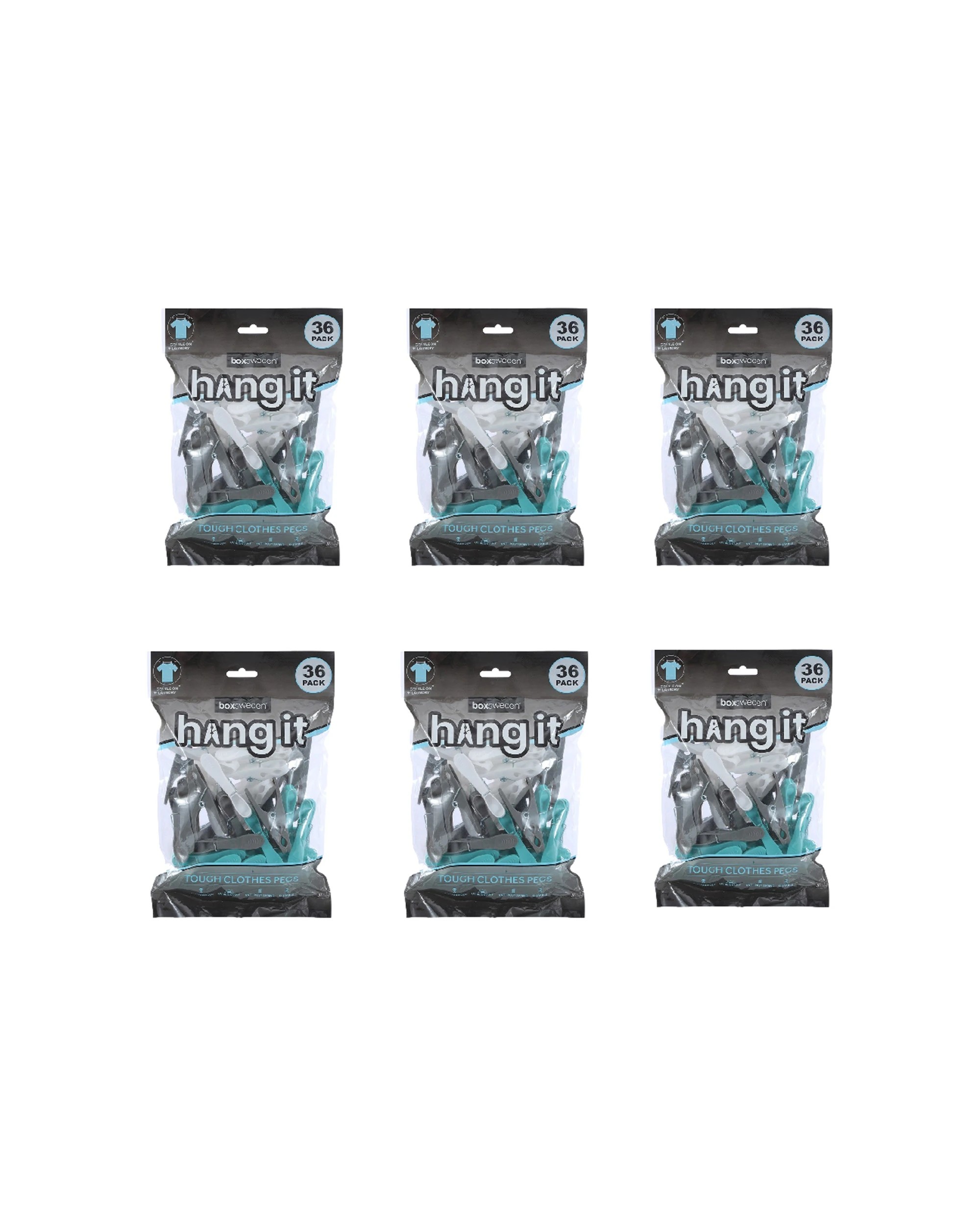 1 Boxsweden 6x 36PK Hangit Tough Clothes Pegs Laundry Clips UV Resistant - Multi, 1 of 5