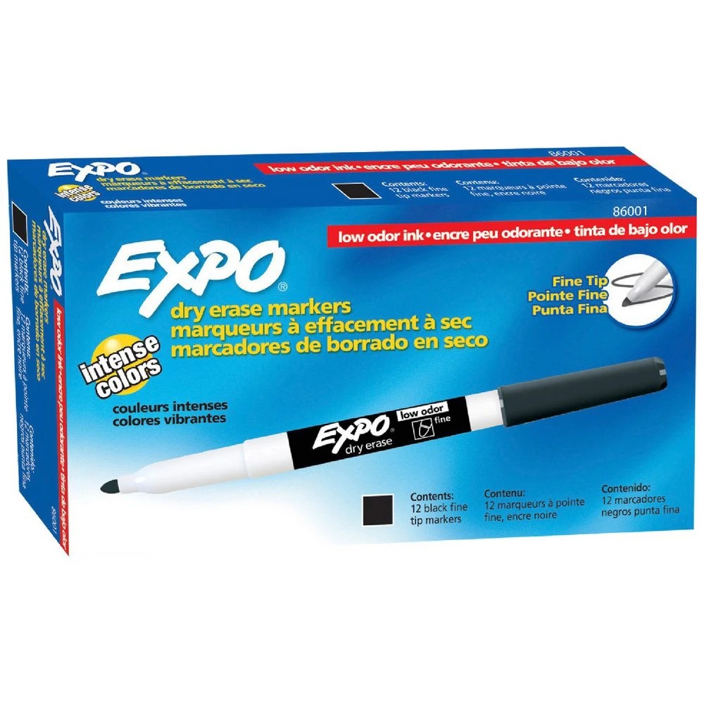 1 Expo Fine Whiteboard Marker Bullet Black 12 Pack, 1 of 6