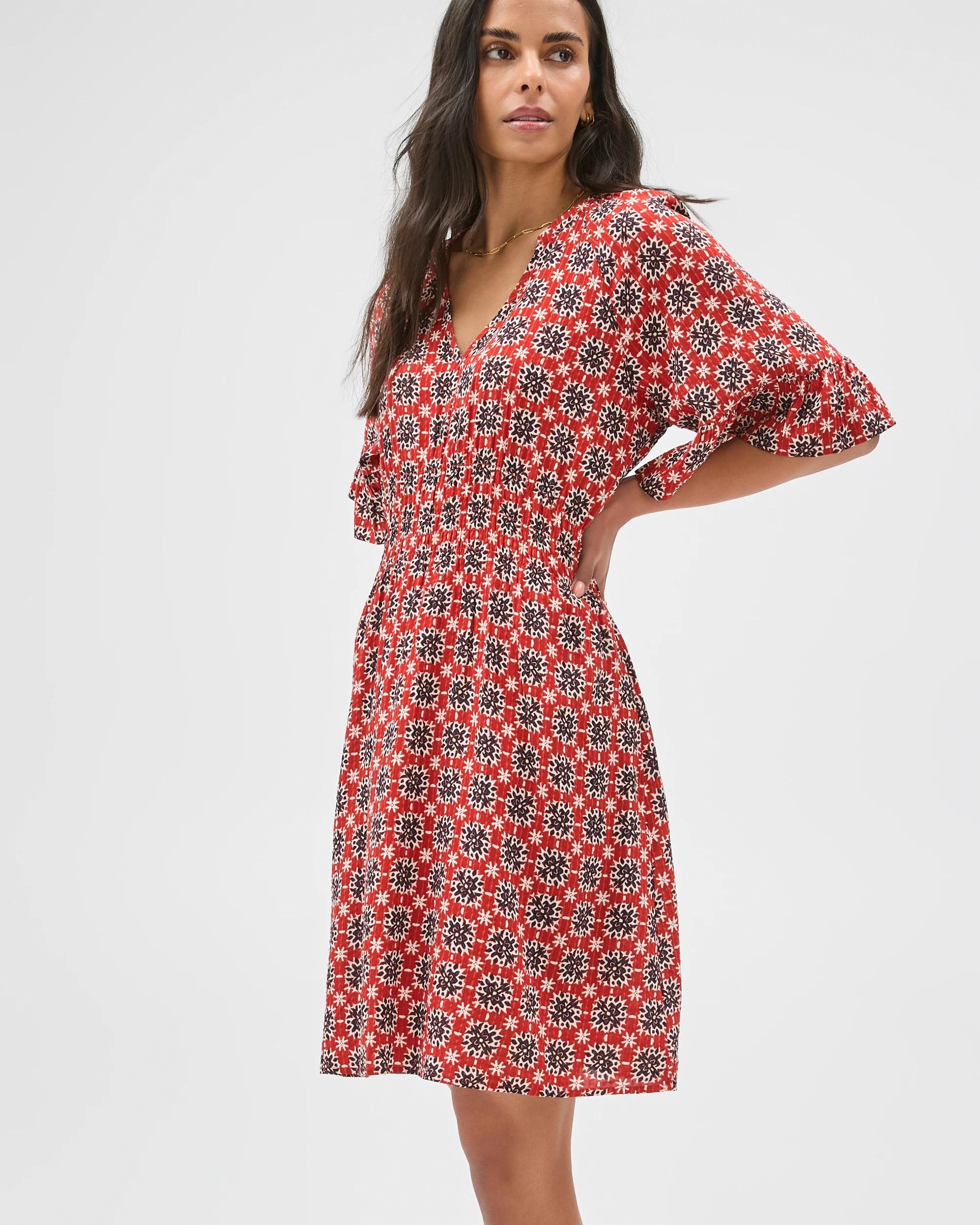 4 Target Woman Short Sleeve Frill Detail Mini Dress MULTI MOSAIC PRINT, 4 of 6