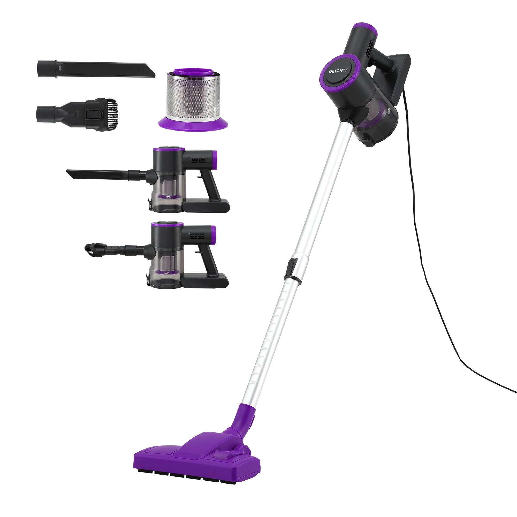1 Devanti 3-in-1 Corded Stick Vacuum Cleaner, 16000Pa Strong Suction, - Purple, 1 of 9