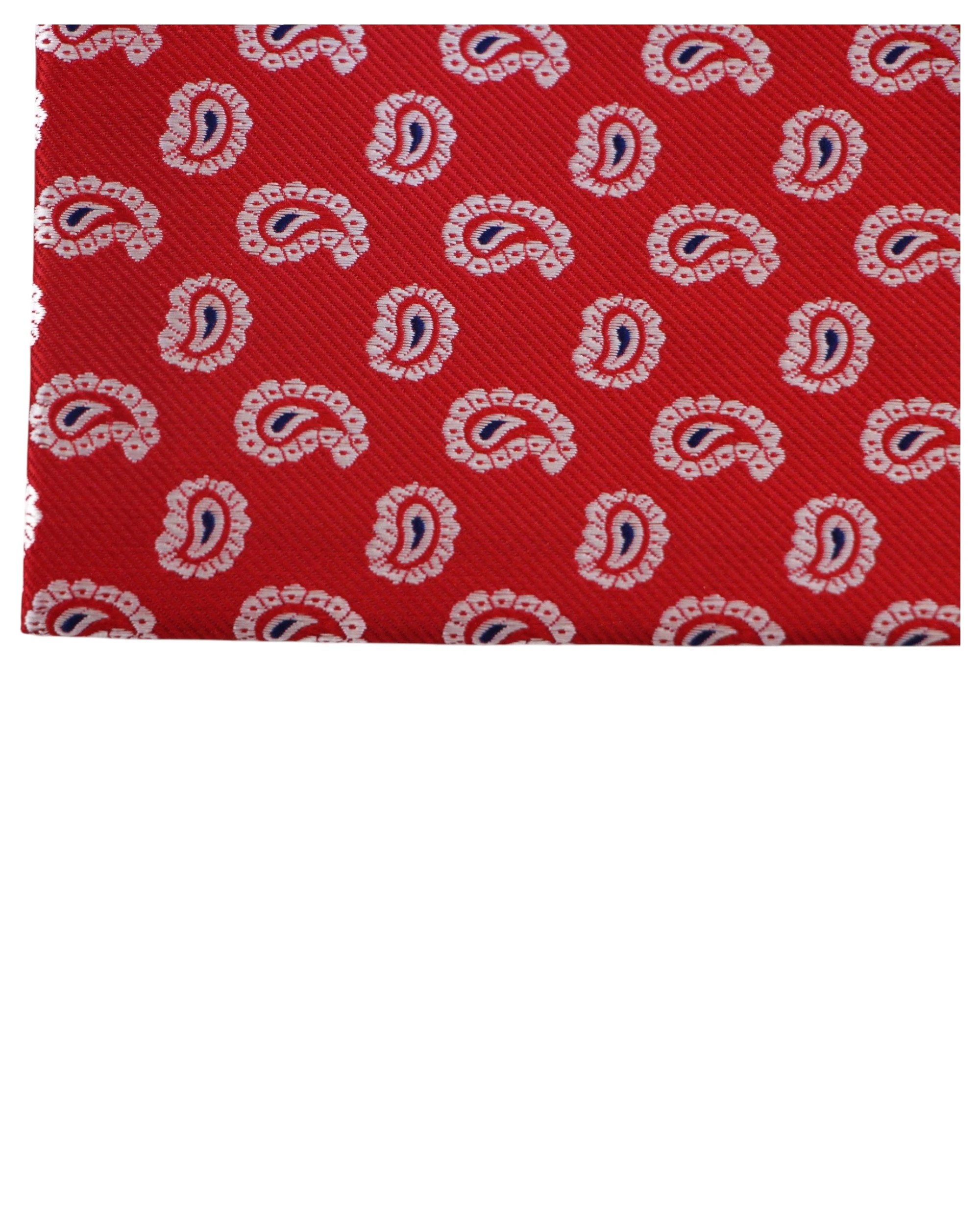 2 Zasel Mens Red, White & Black Mini Paisley Silk Pocket Square - Multi - Multi, 2 of 3