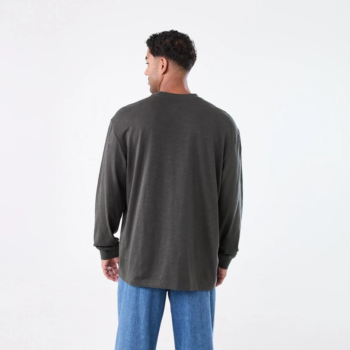 3 Long Sleeve Oversized Slub Pocket T-shirt VOLCANIC ROCK, 3 of 6