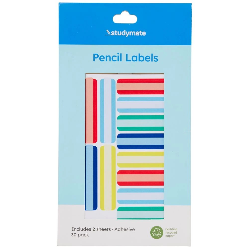 1 Studymate Pencil Labels Bright 30 Pack, 1 of 3