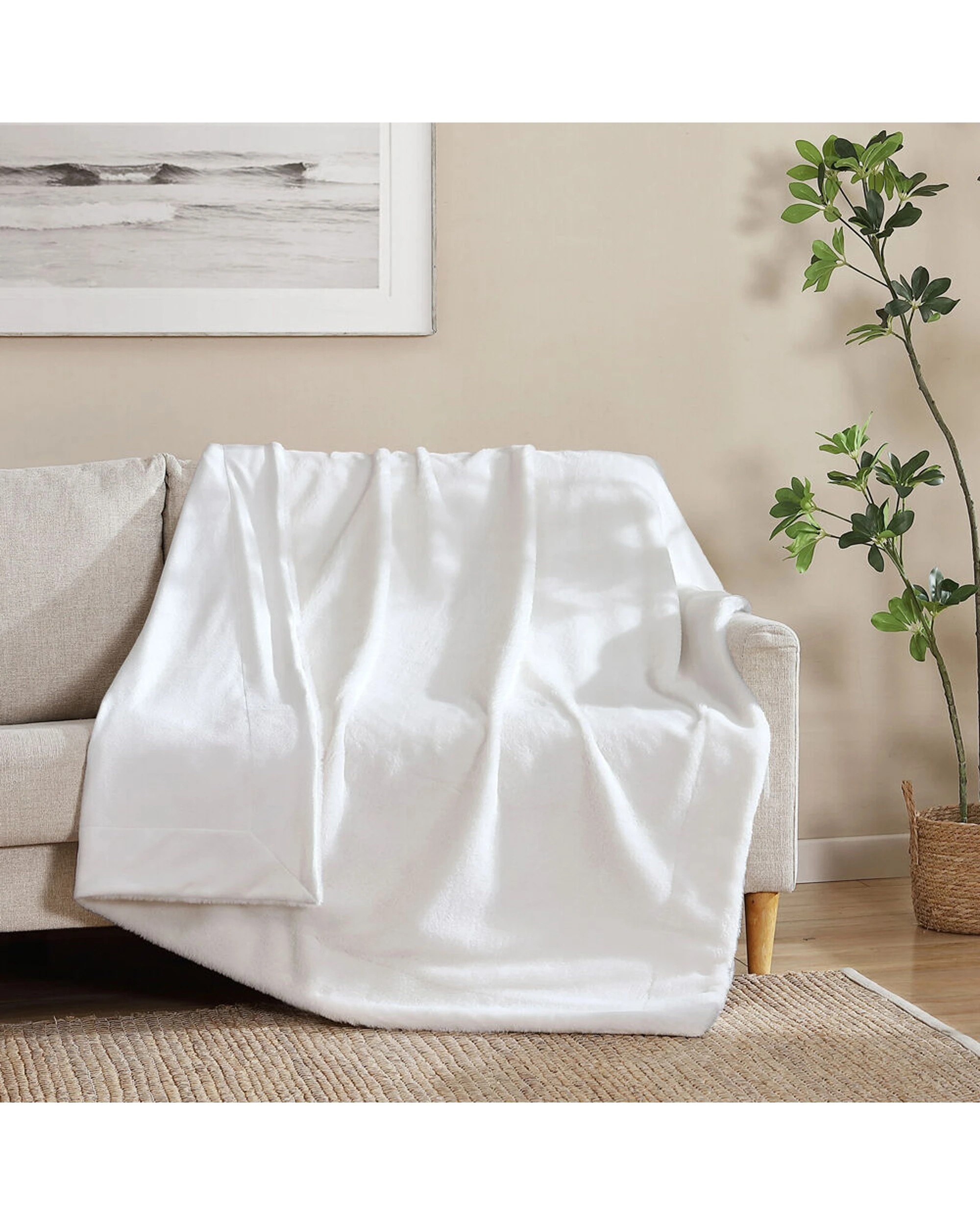 1 Ardor Boudoir Benz Faux Fur Polyester Blanket Throw 130x170cm Plush Sherpa Cream - Beige, 1 of 1