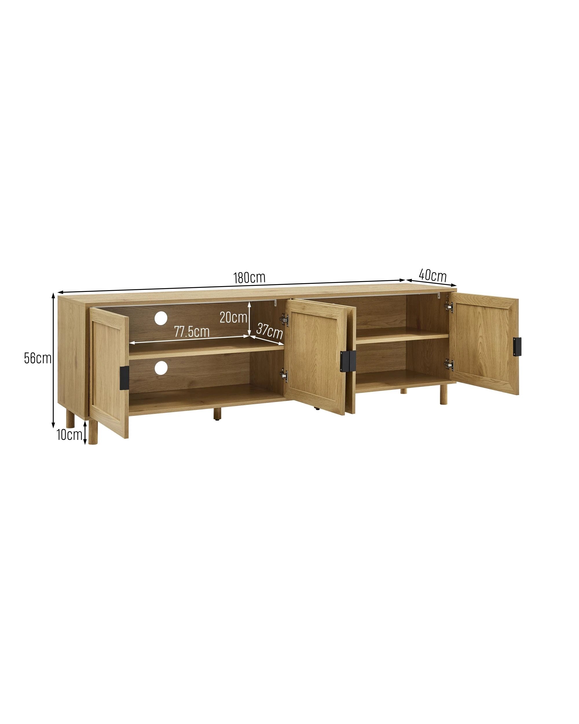 6 Kodu Lowline TV Entertainment Unit 4 Doors Oak - Natural, 6 of 6