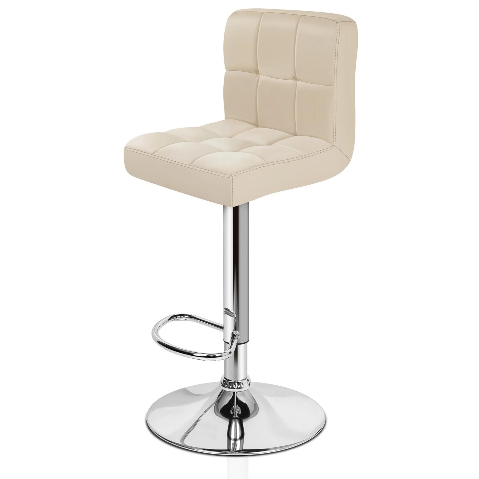 3 Alfordson 2x Bar Stools Ralph Kitchen Swivel Chair Leather Gas Lift - Beige, 3 of 8