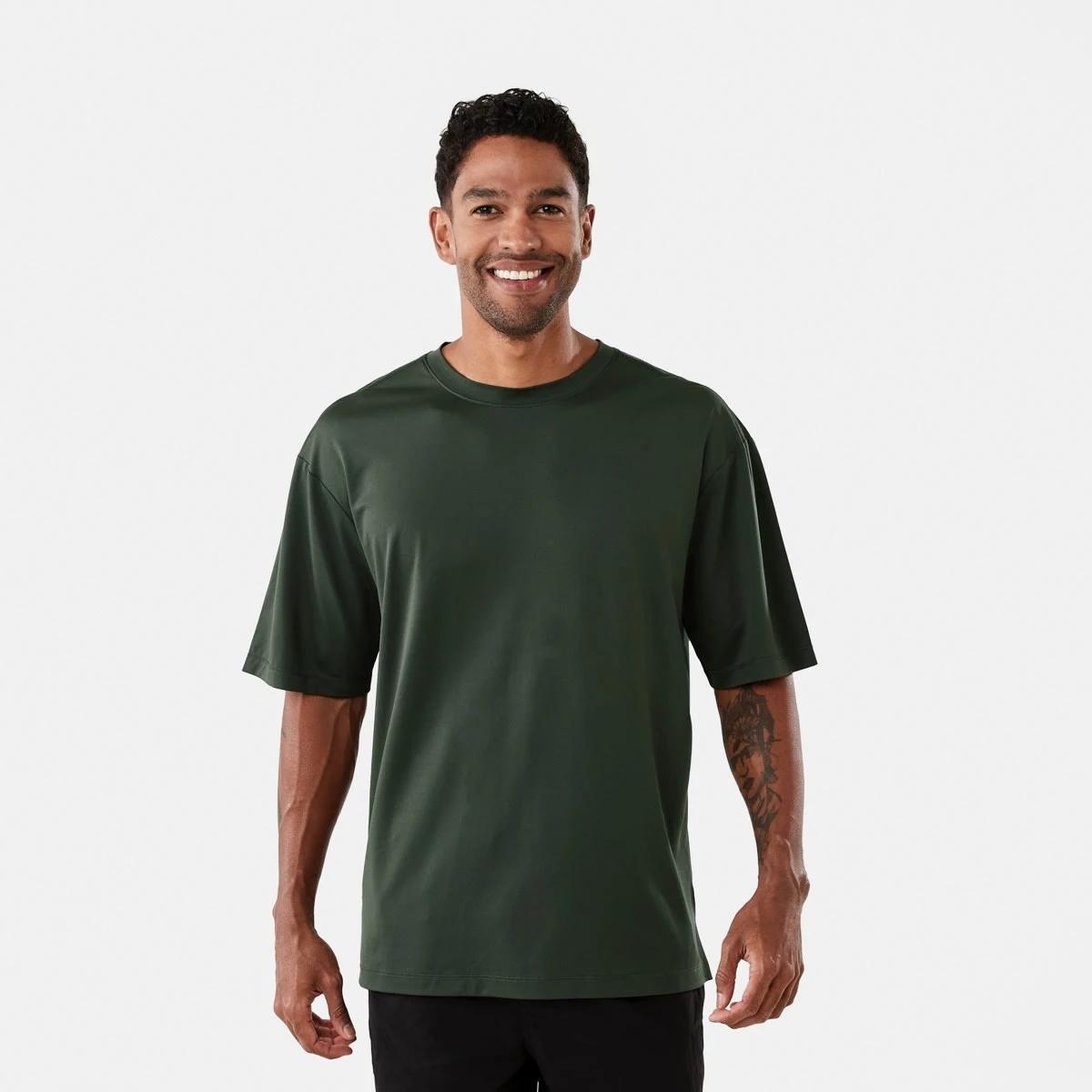 1 Active Mens Boxy Performance T-shirt Deepst Grn, 1 of 6