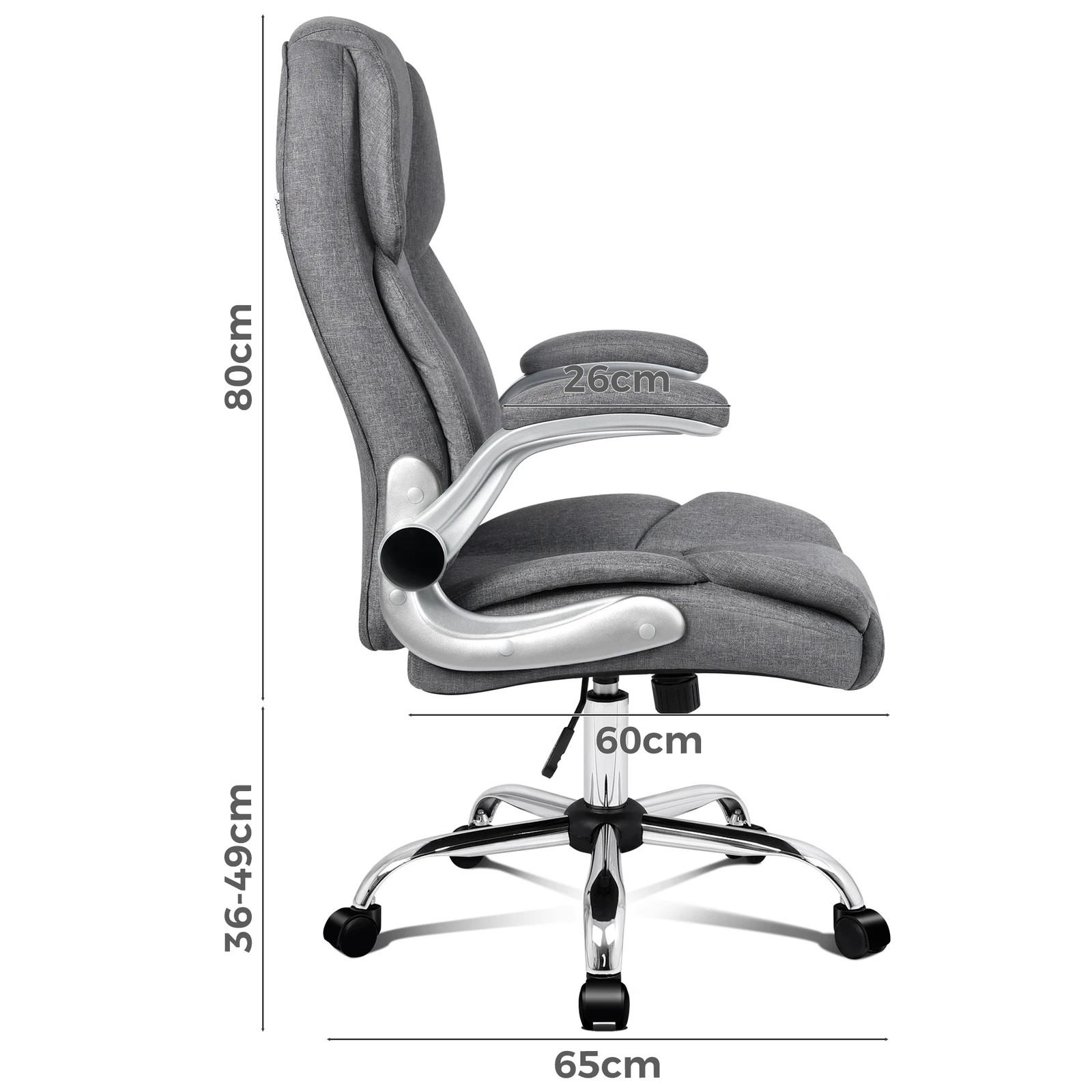 8 Alfordson Office Chair Executive Computer Gaming Racer Fabric Work Seat - Grey, 8 of 10
