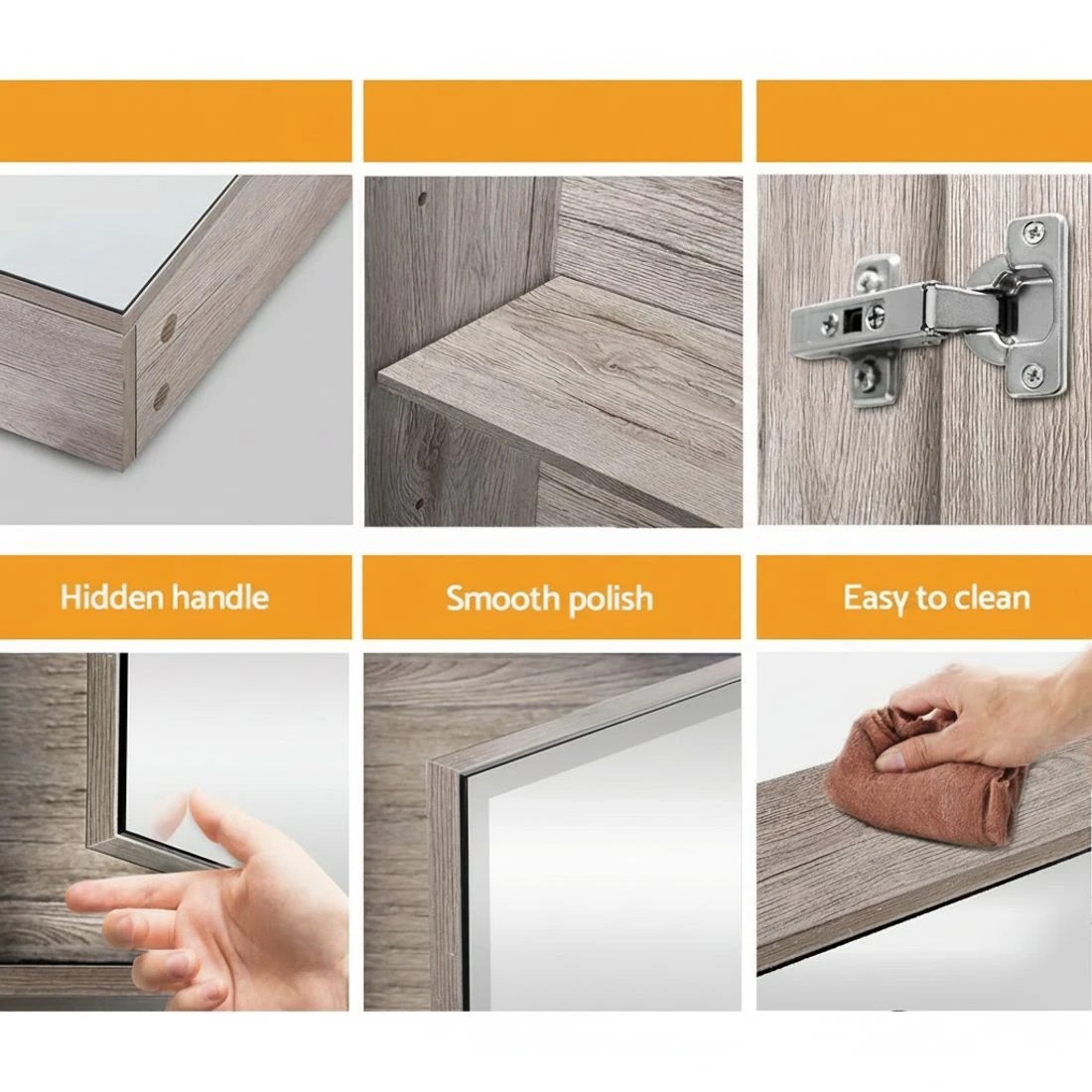 4 Cefito Bathroom Mirror Cabinet 600x720mm Oak - Natural, 4 of 5