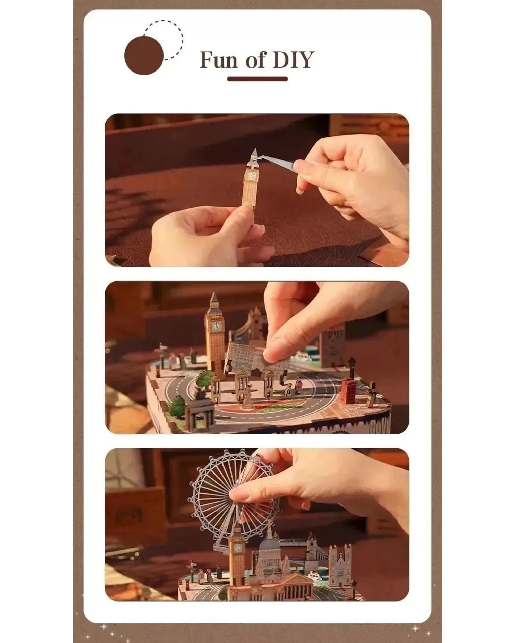 9 Tonecheer 3D Wooden Puzzle DIY Rotating Music Box - London, 9 of 10
