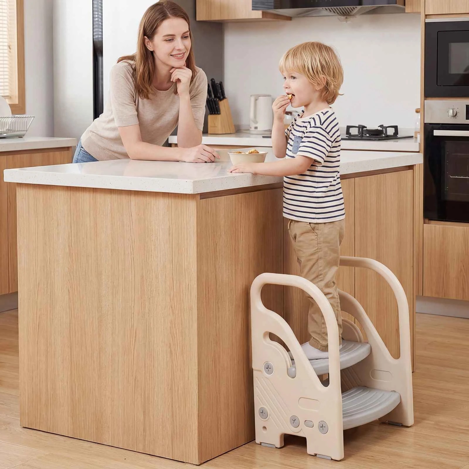 3 Costway 2-Step Stool Adjustable Helper Ladder Stool Handles Potty Training, 3 of 3