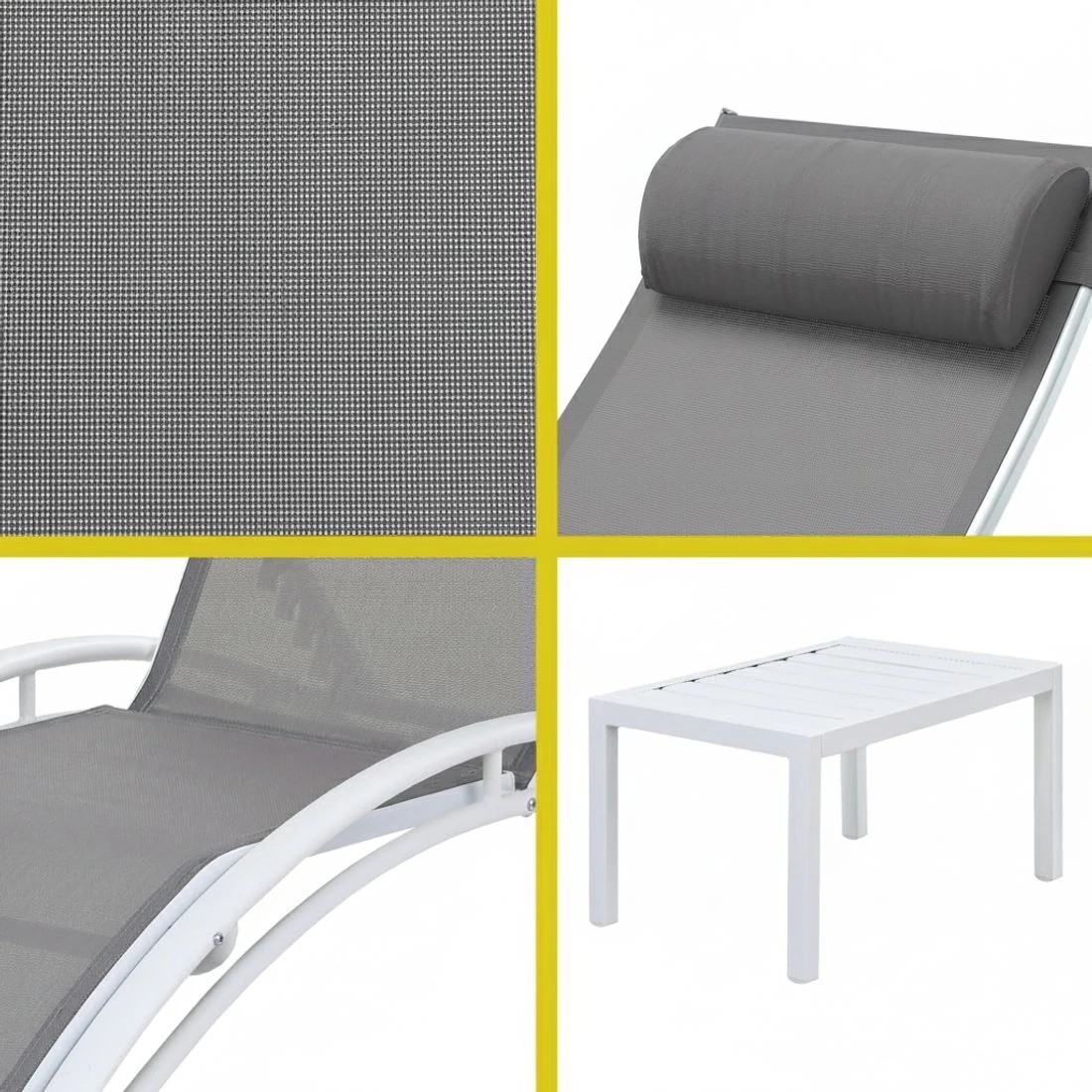 5 Gardeon 3PC Sun Lounge Outdoor Lounger Table Chairs Steel Patio Furniture - White, 5 of 5