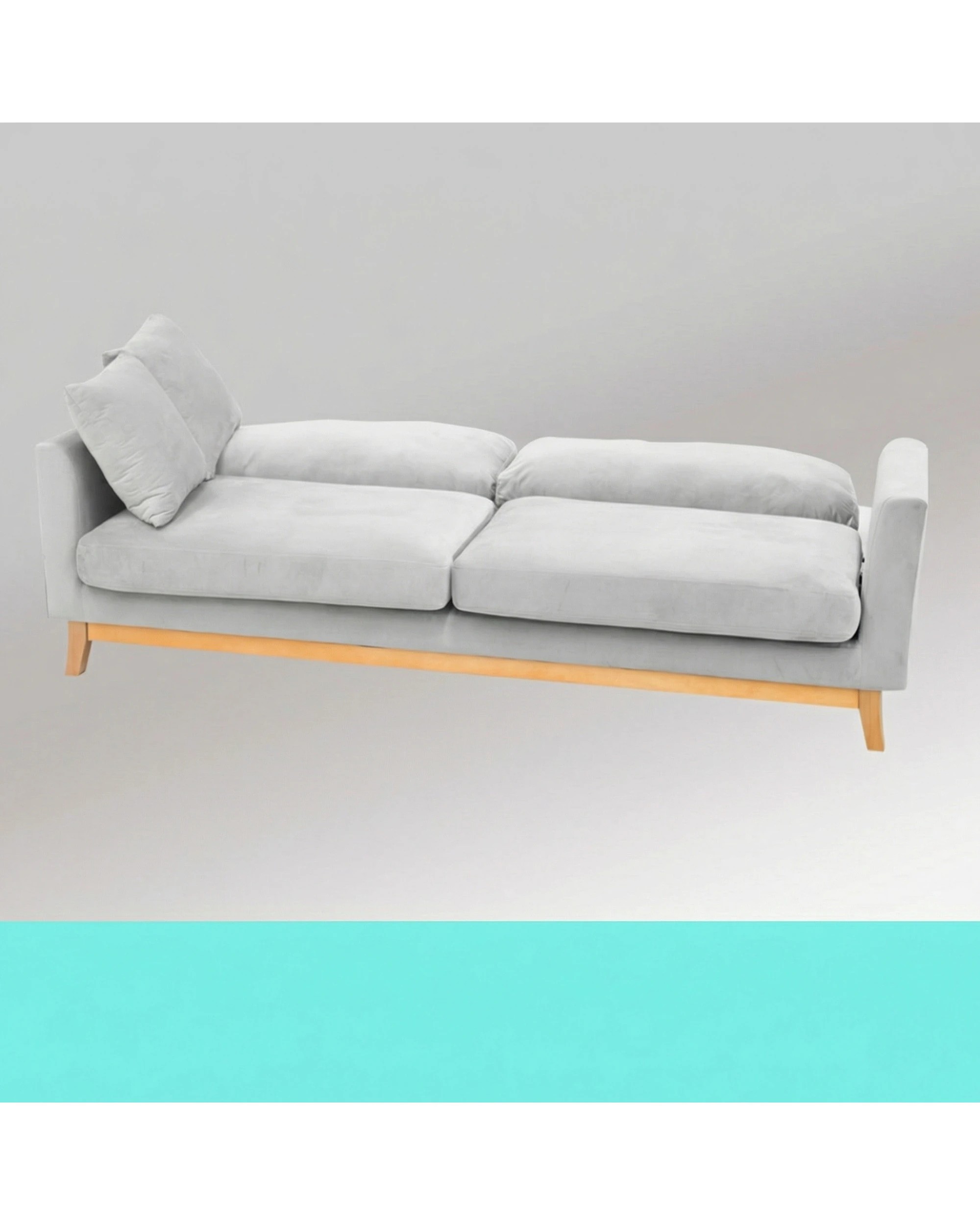 5 Sarantino 3 Seater Faux Velvet Sofa Bed Couch Furniture - Grey, 5 of 9