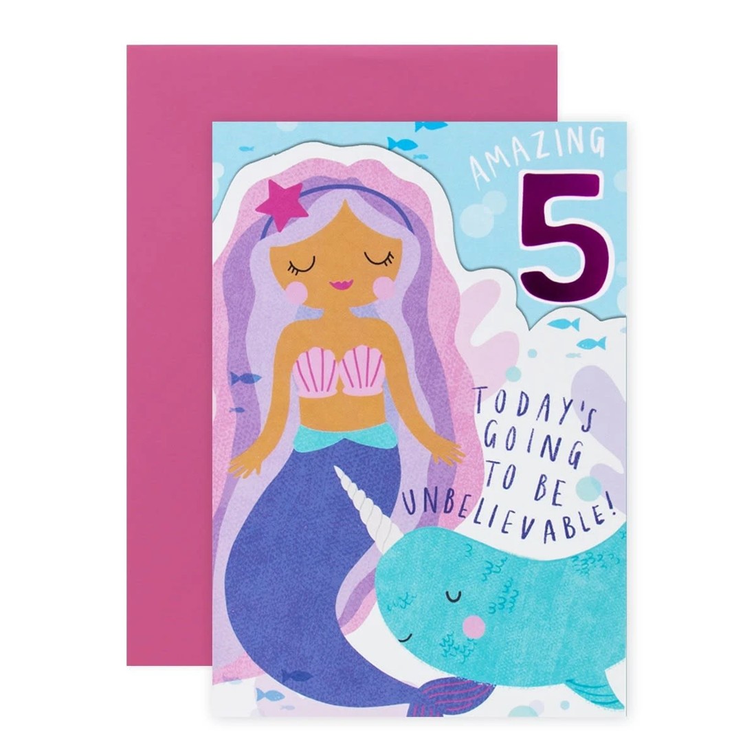 1 Connections from Hallmark 5th Birthday Card - Mermaid & Narwhal, 1 of 3