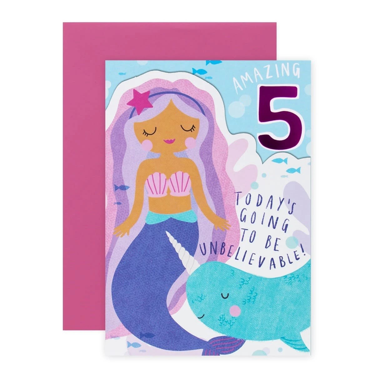 1 Connections from Hallmark 5th Birthday Card - Mermaid & Narwhal, 1 of 3