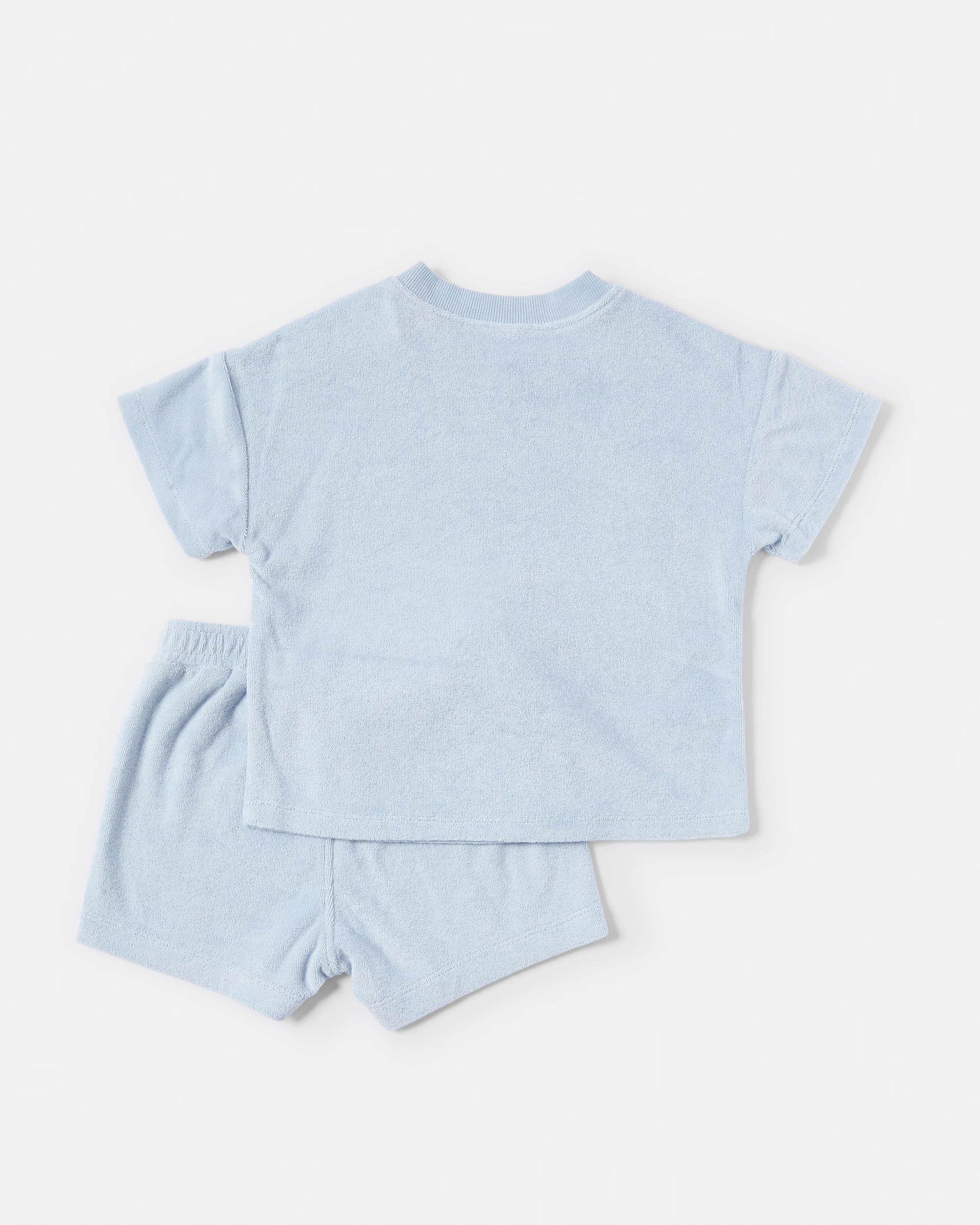 2 2 Piece Short Sleeve Terry Towel Set Blue Palm, 2 of 6