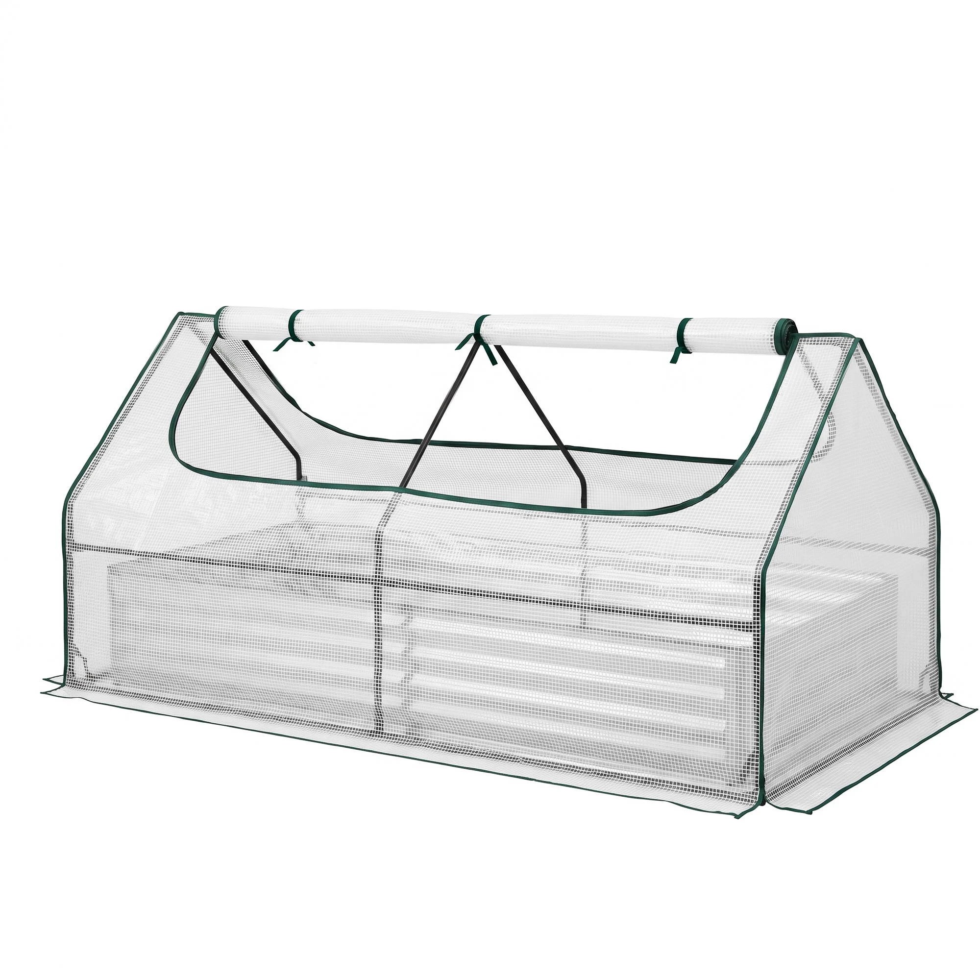 1 Green Fingers 3 in 1 Raised Garden Bed with Greenhouse Galvanised Planter Box Kit - White, 1 of 9