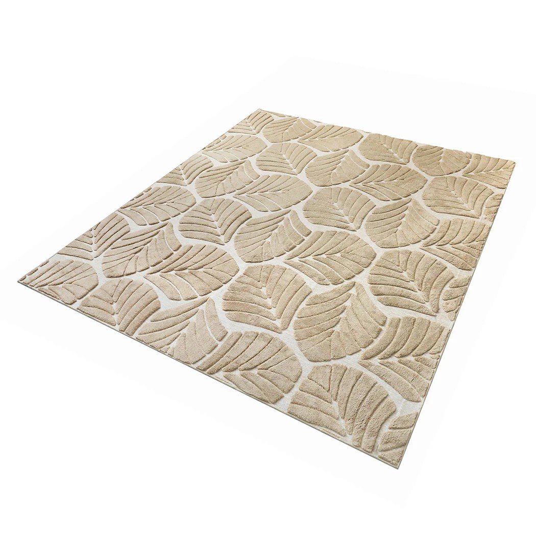 2 Marlow Machine Washable Floor Rug High-Low Textured Golden Leaf, 2 of 8