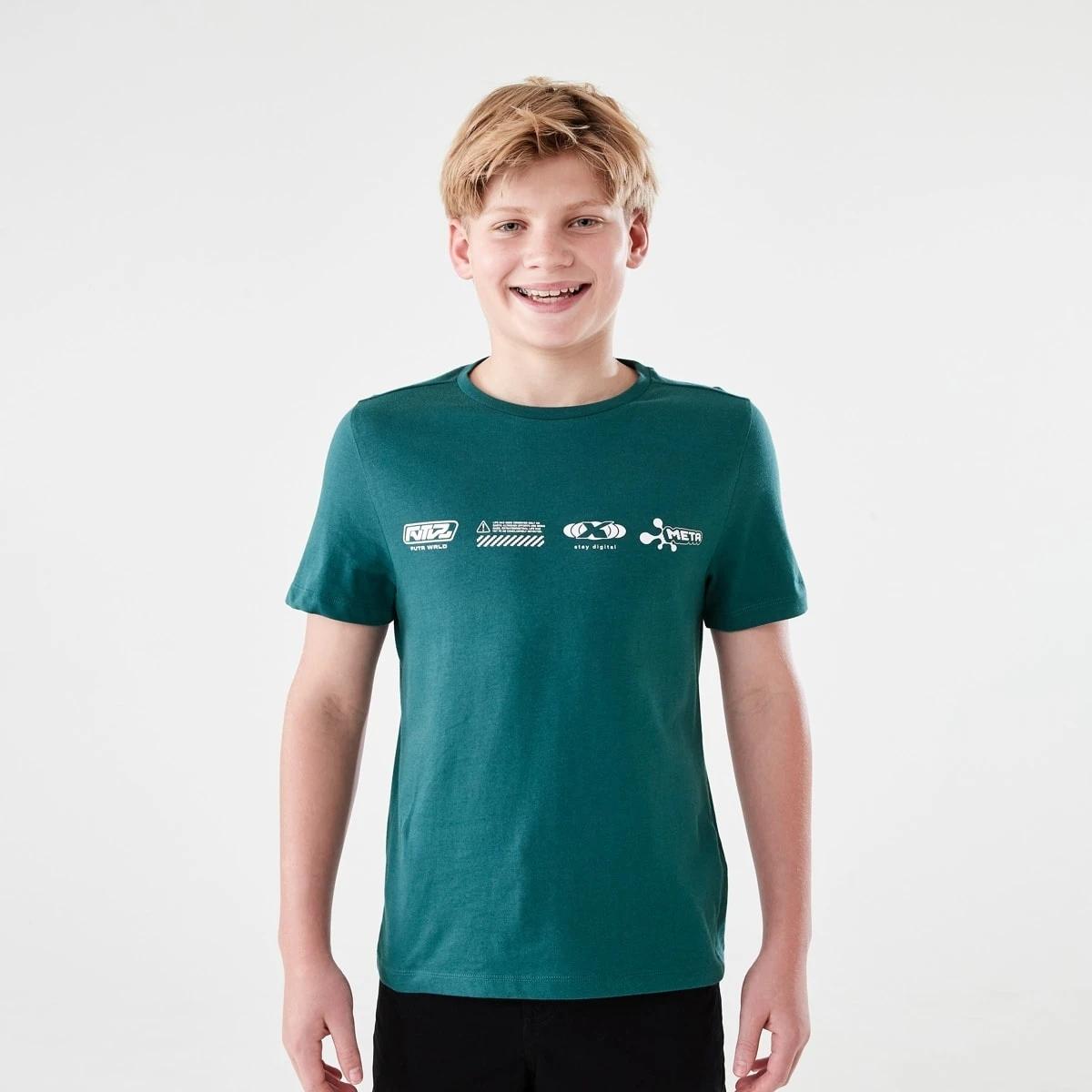 1 Short Sleeve Print T-shirt FUTURE ICONS GREEN, 1 of 6