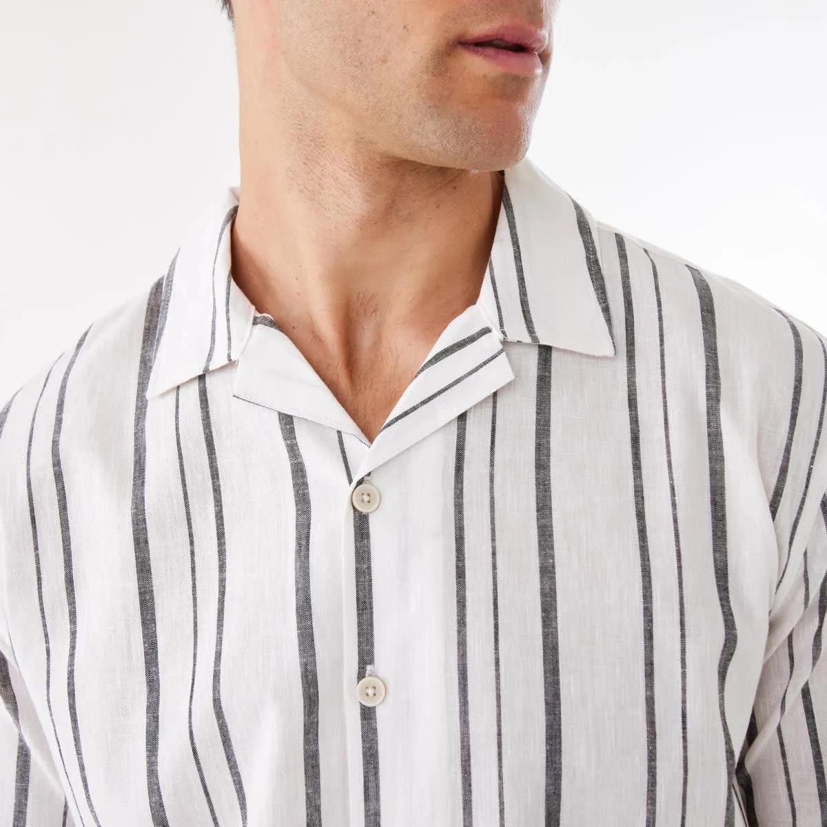 6 Short Sleeve Cotton Linen Stripe Shirt LINEN STRIPE, 6 of 9