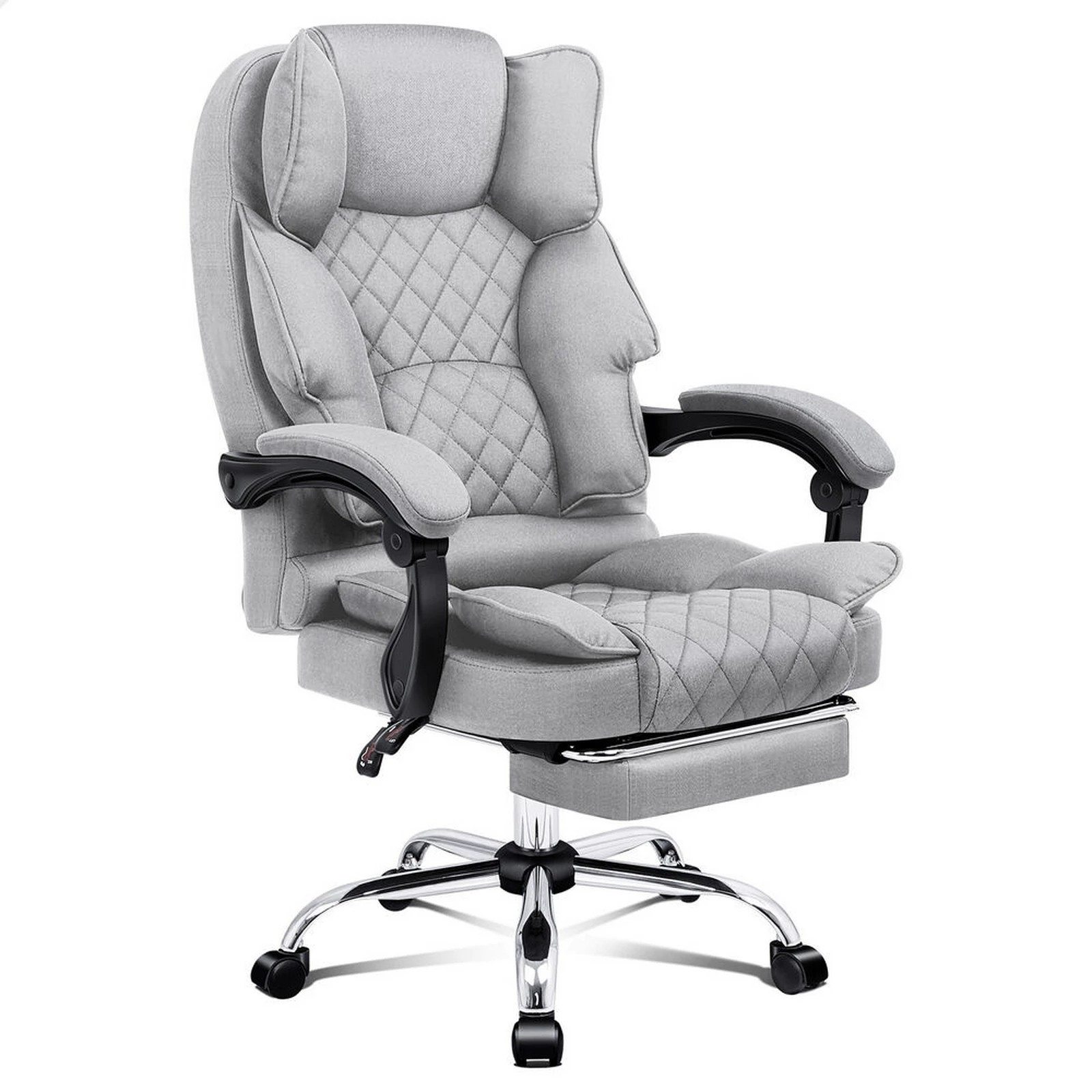 1 Alfordson Office Chair Gaming Executive Seat Computer Racer Fabric Recliner - Grey, 1 of 10