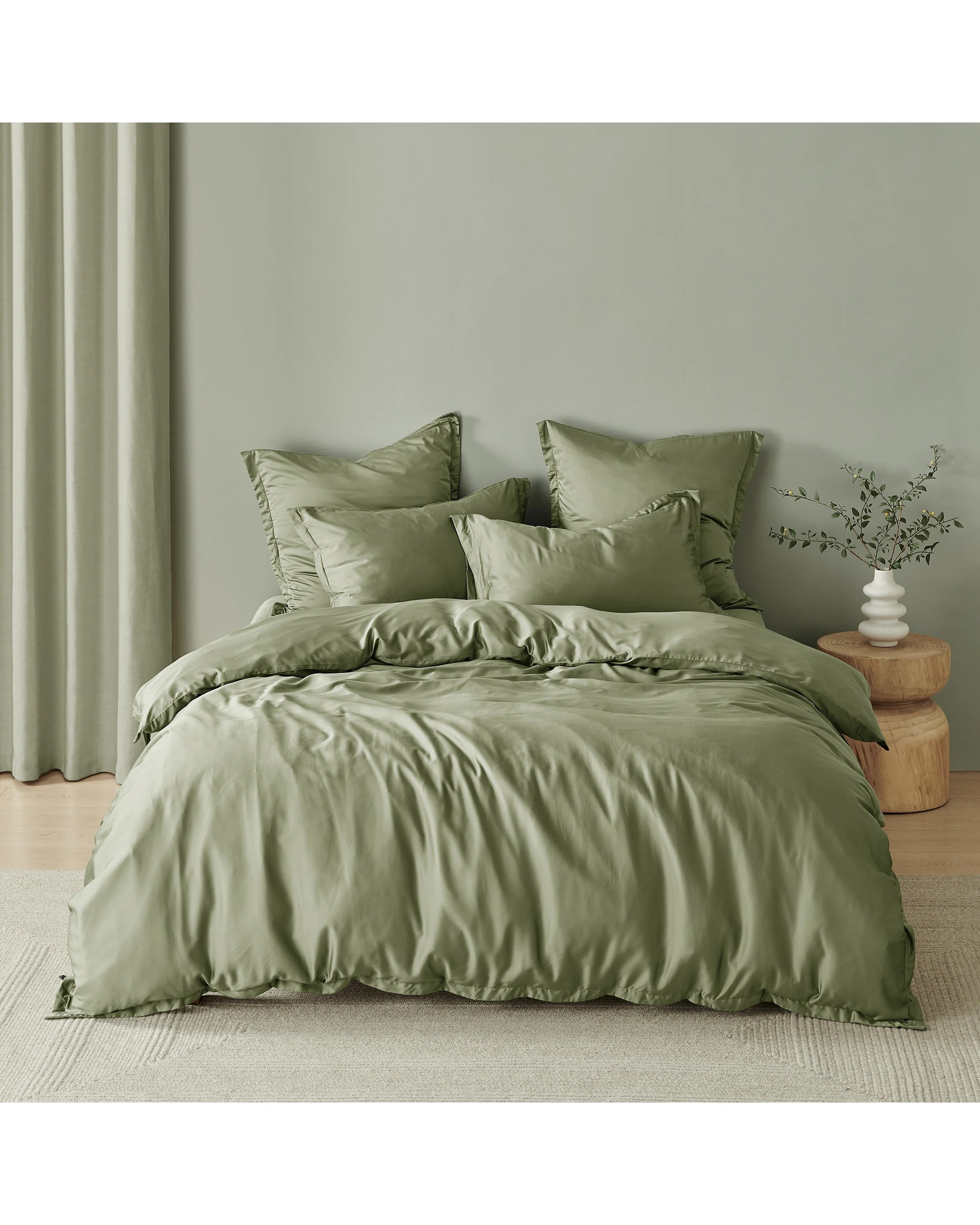 2 Natural Home 400TC 100% Bamboo Sateen Tailored Quilt Cover Set - King Single Bed - Eucalyptus, 2 of 7