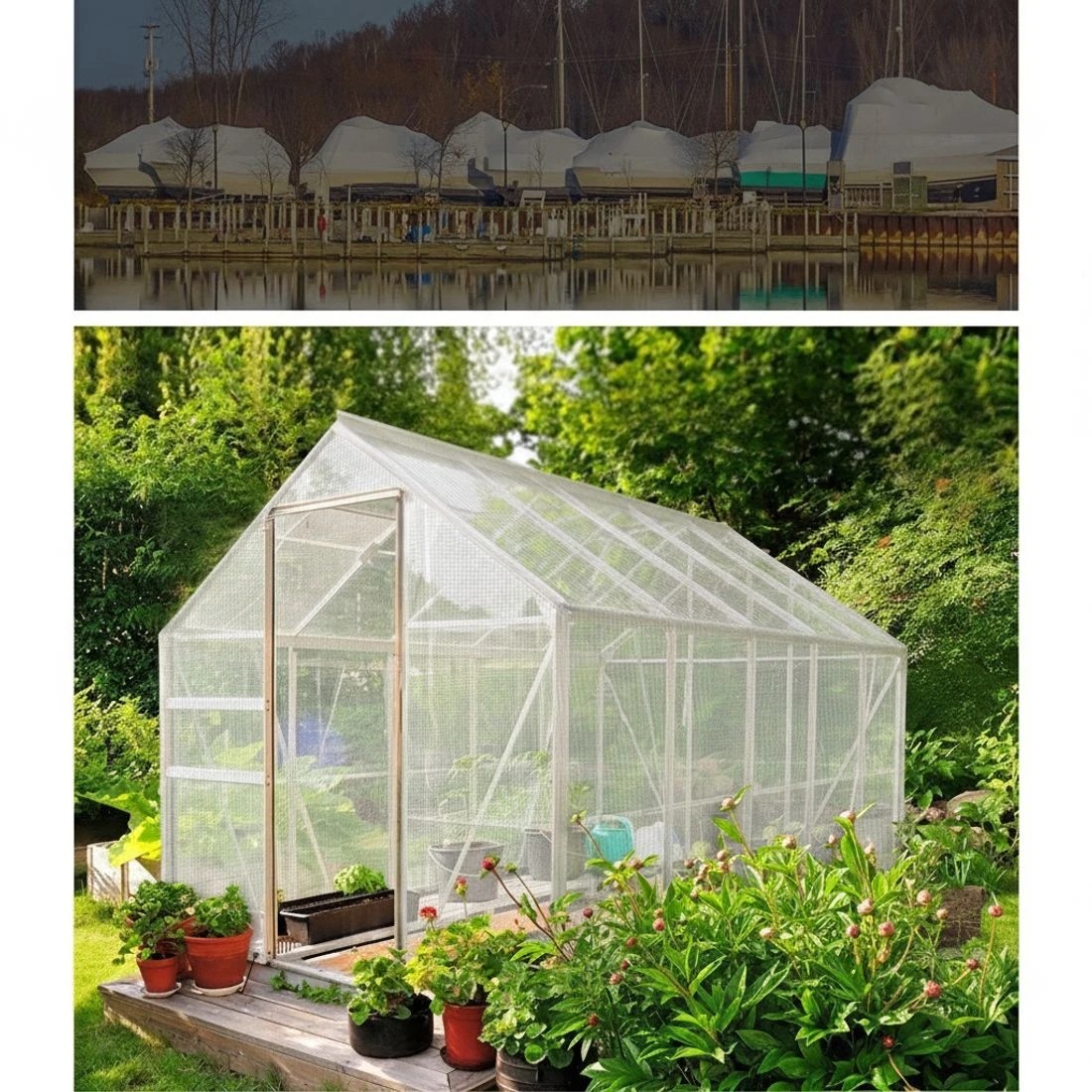 2 Instahut Tarp Tarpaulin 5x10m Canvas Heavy Duty Camping Cover Clear - Clear, 2 of 5