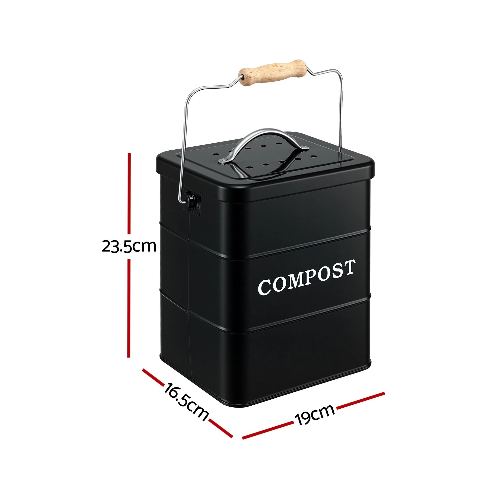 2 Gardeon Kitchen Compost Bin 5L Food Waste Bin - Black, 2 of 9