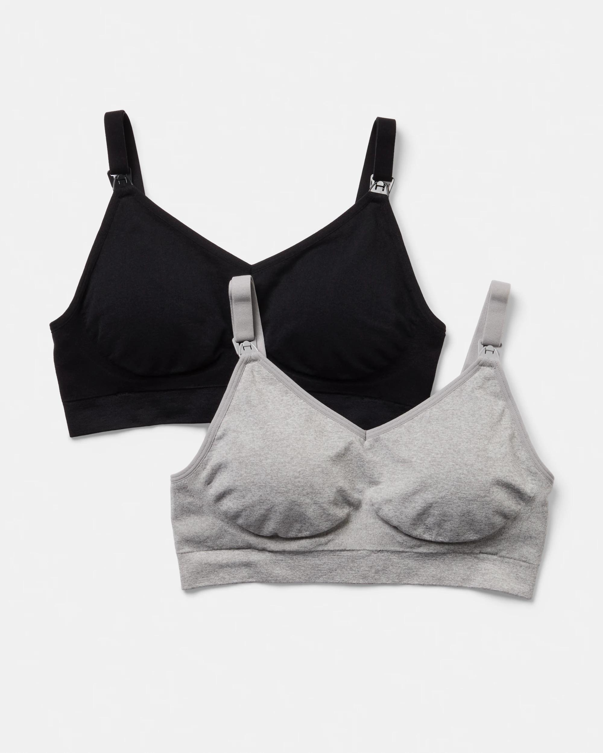 1 2 Pack Maternity Wirefree Seamfree Crop BLACK, GREY, 1 of 9