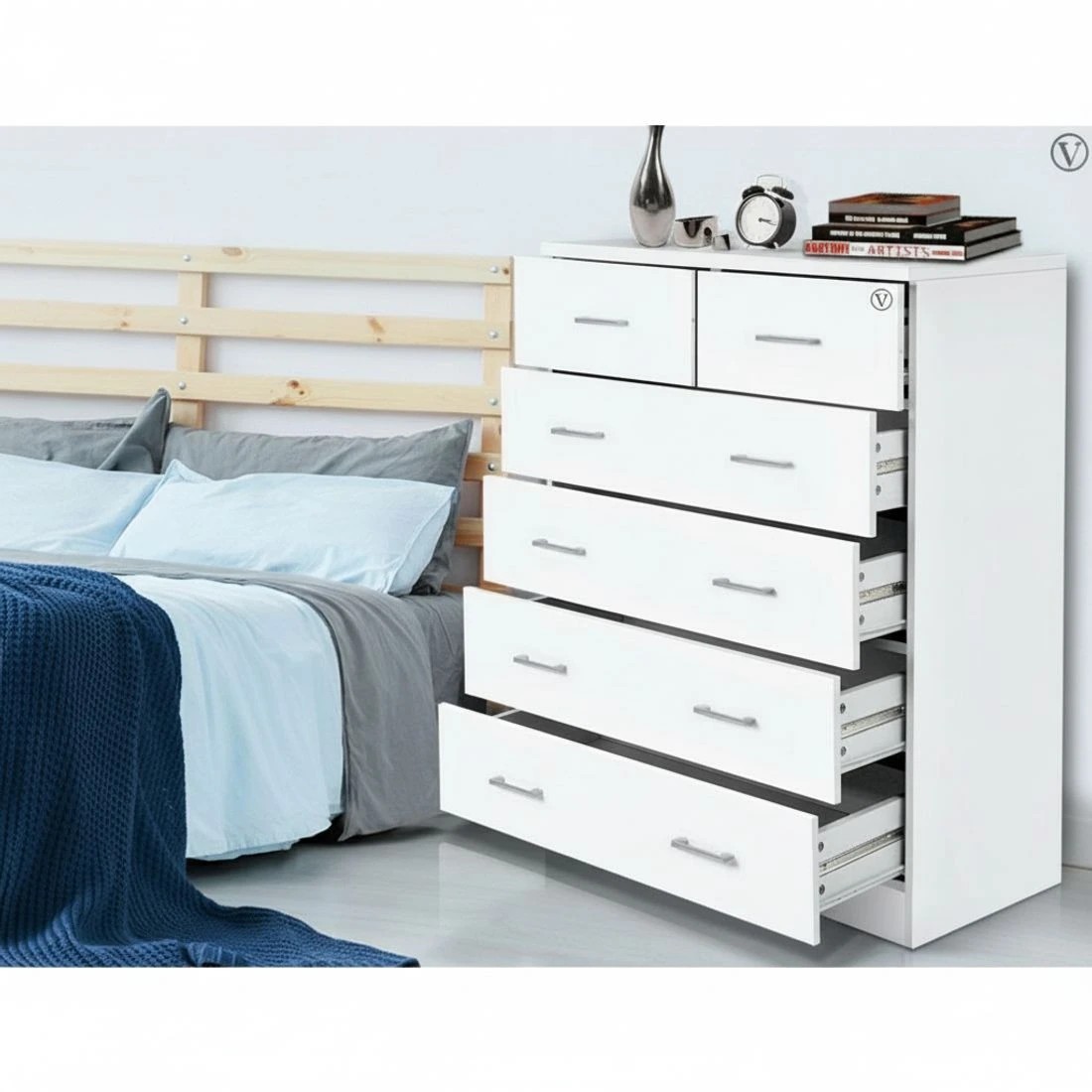6 Artiss 6 Chest of Drawers Bedroom Storage Tallboy Cabinet Clothes Organizer Smooth Runners Modern Decor - White, 6 of 10