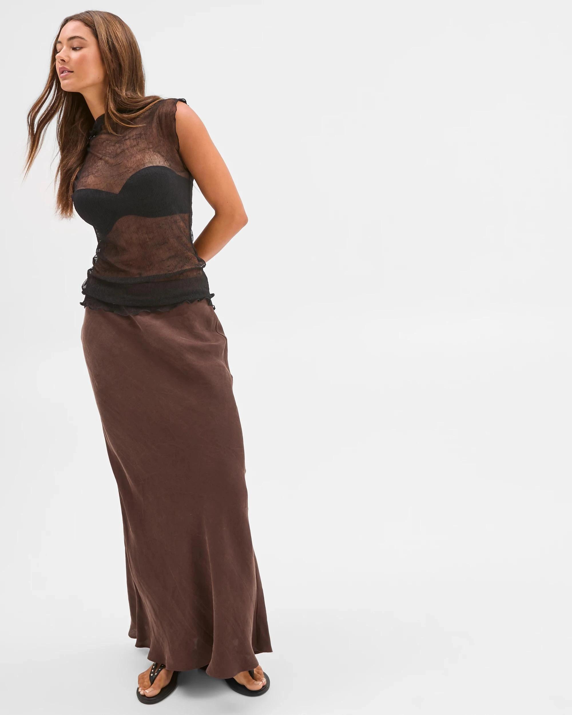 4 Lily Loves Bias Cut Maxi Skirt DARK COCOA, 4 of 6