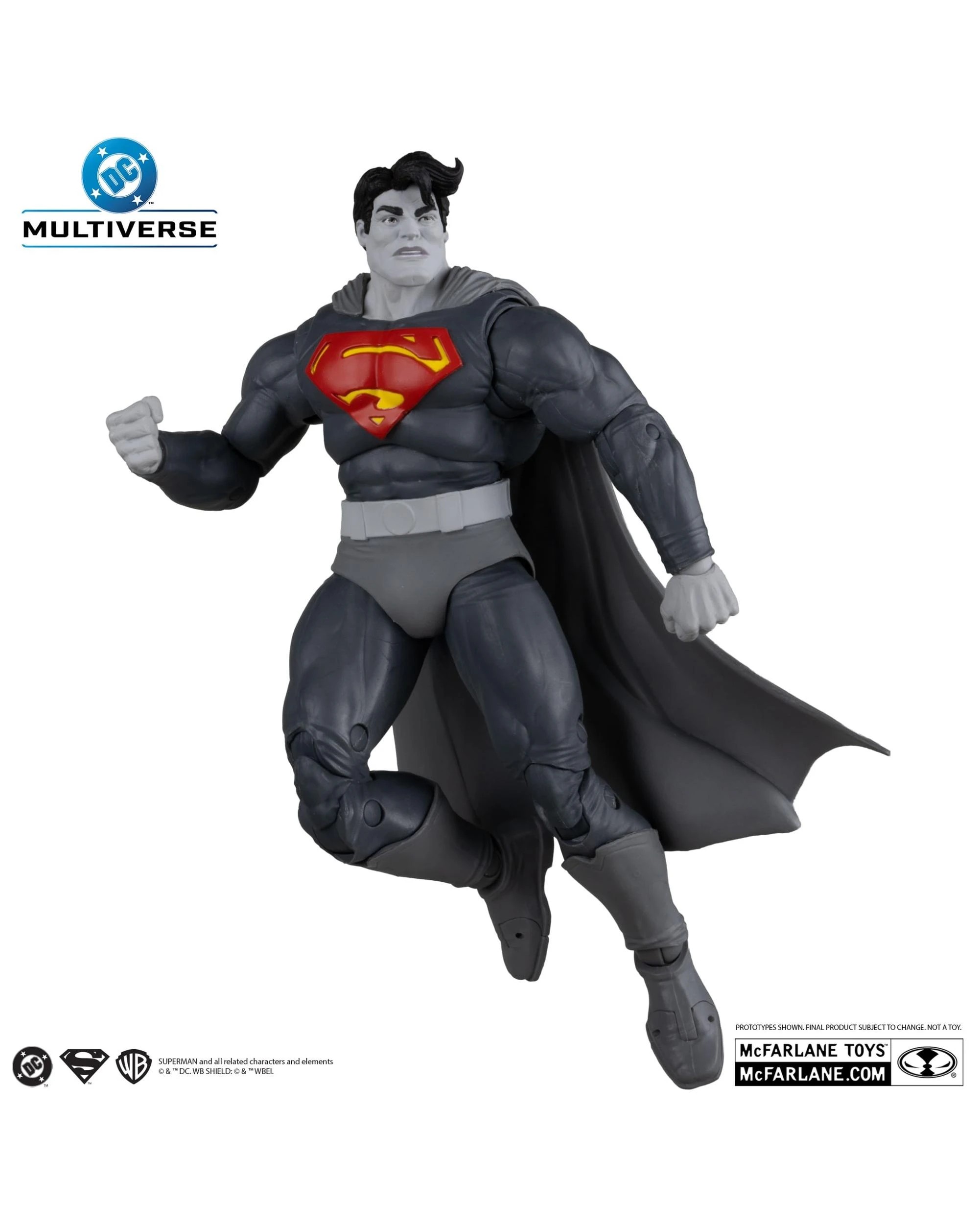 3 DC Multiverse Gold Label Superman Dark Knight Returns Black and White Accent Edition 7 inch Action Figure, 3 of 10