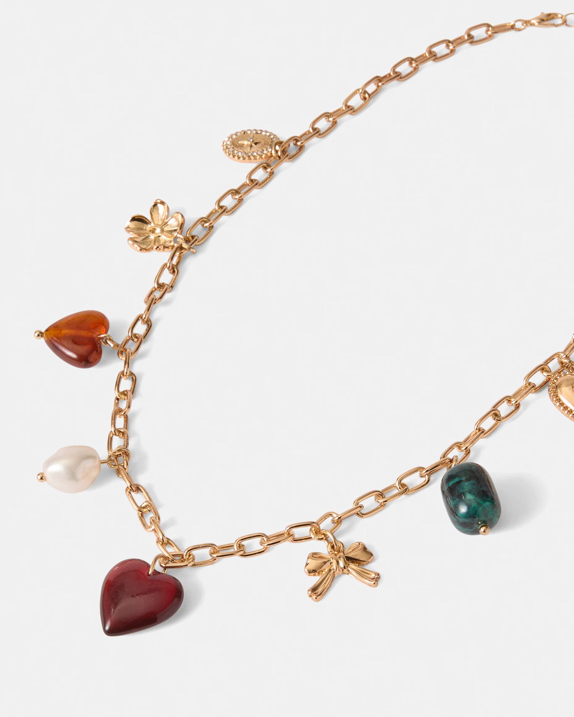 2 Heart Charms Necklace - Gold Tone Gold, 2 of 7