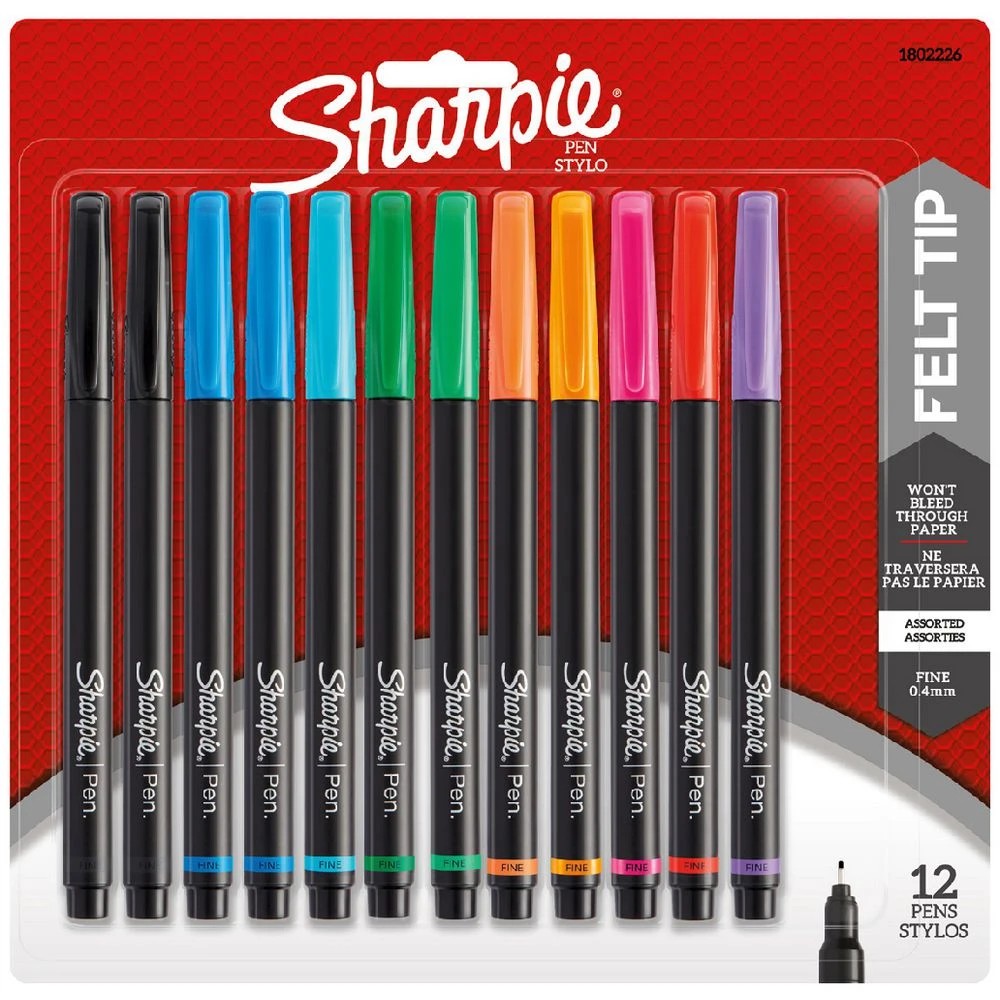 1 Sharpie Pen Fineliners 0.4mm Assorted 12 Pack, 1 of 3