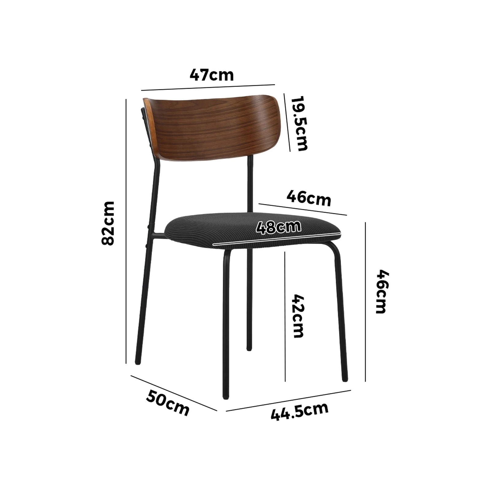 2 Oikiture 4PCS Dining Chairs Kitchen Chair Padded Lounge Seat Corduroy - Black, 2 of 10