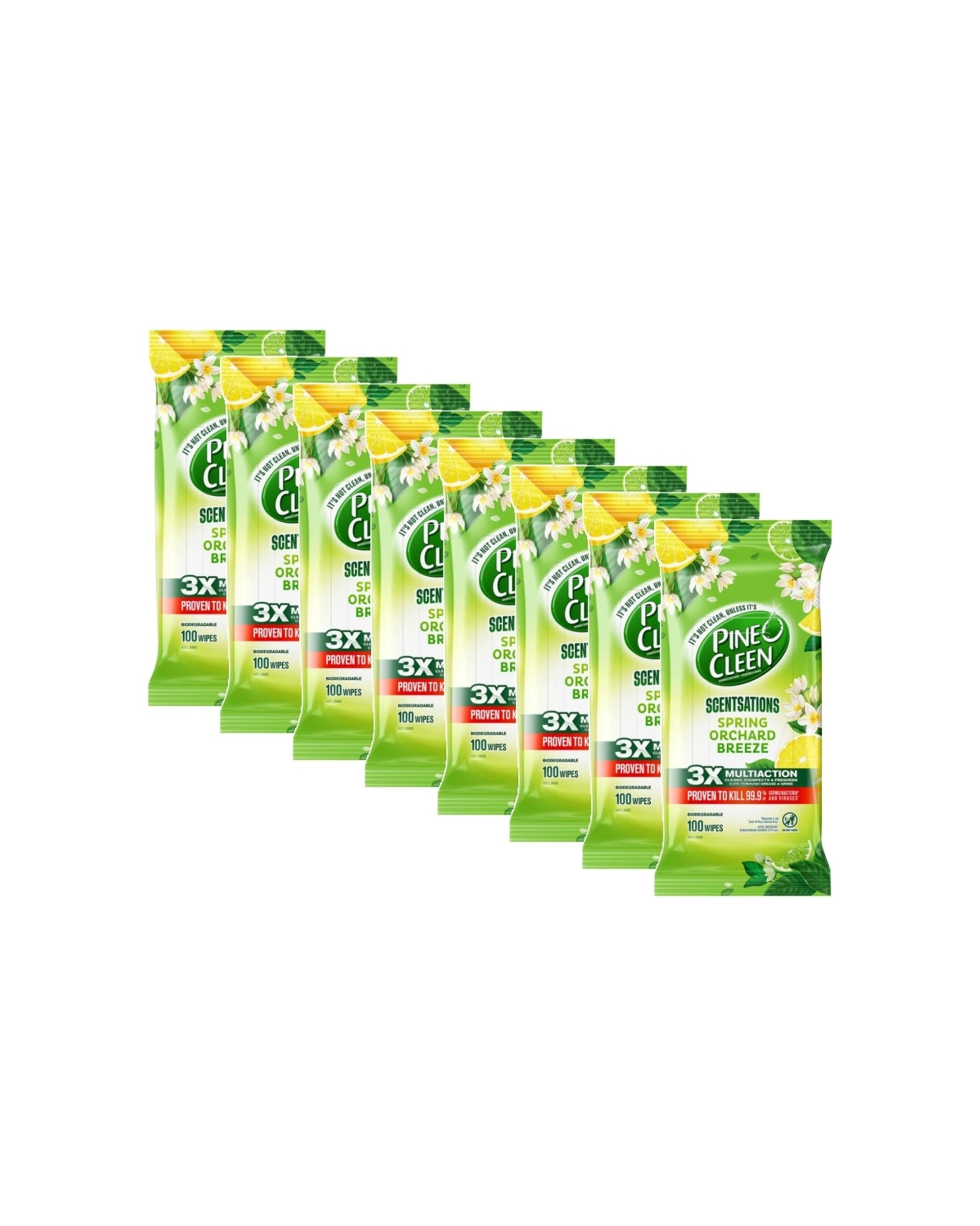 1 Pine O Cleen 8x 100pc Pine O Cleen Wipes Scentsations Spring Orchard Breeze - Green, 1 of 3