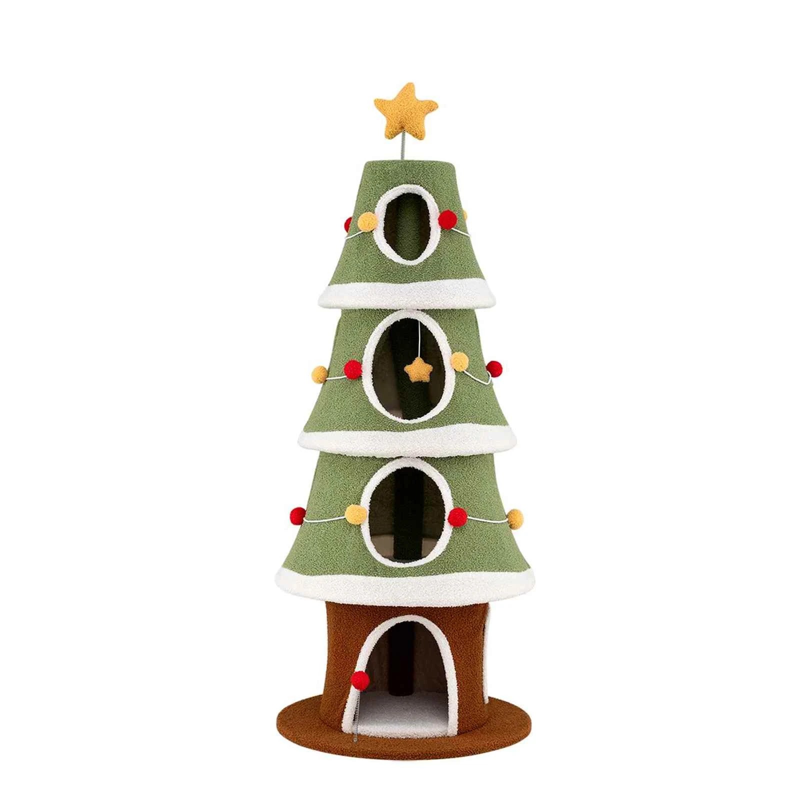 1 Costway  154cm Christmas Cat Tree w/4 Condos Pet Climbing Furniture, 1 of 6