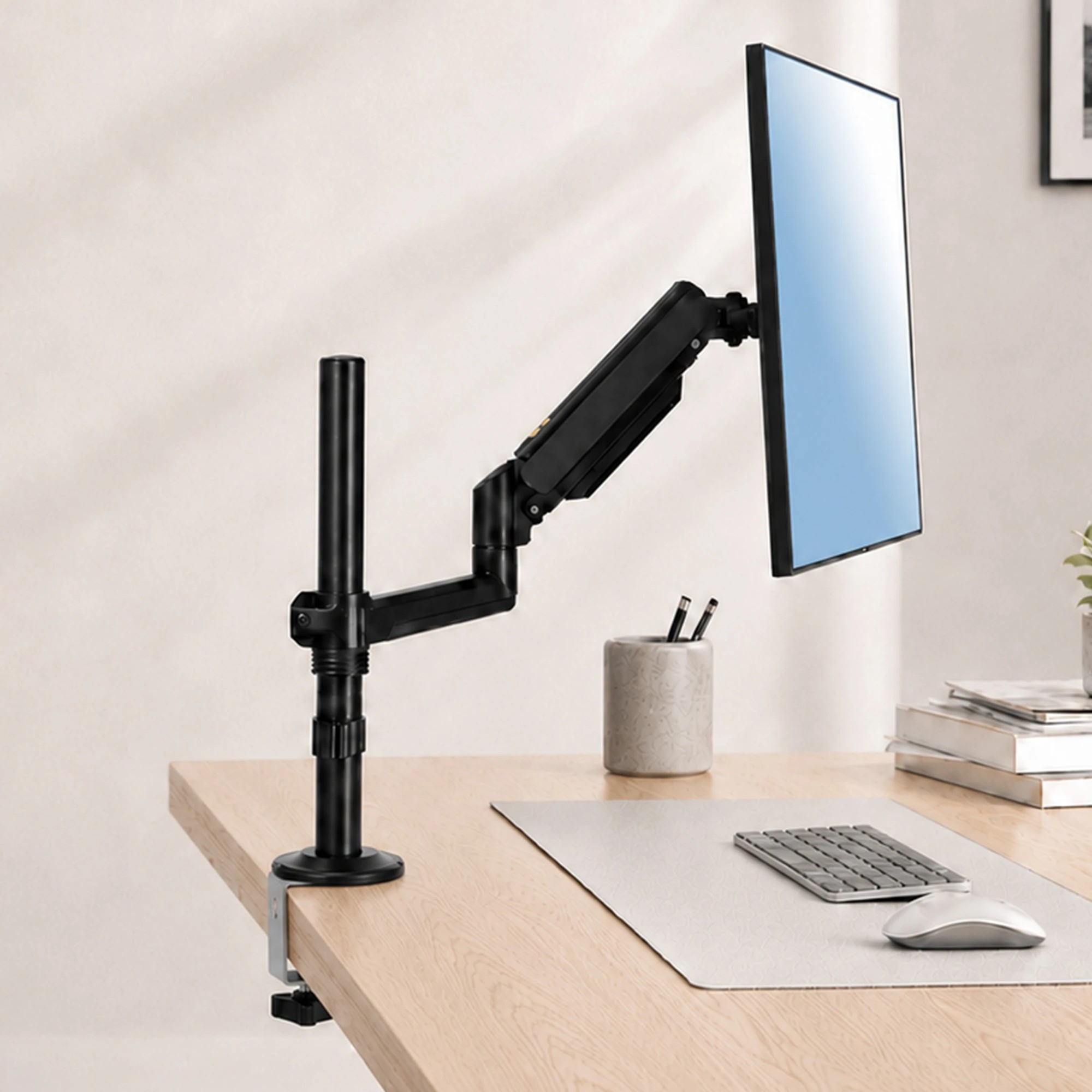 8 Levede Single Monitor Arm Adjustable 2-Way Desk Mount Rotatable 13-32 inch Black, 8 of 8
