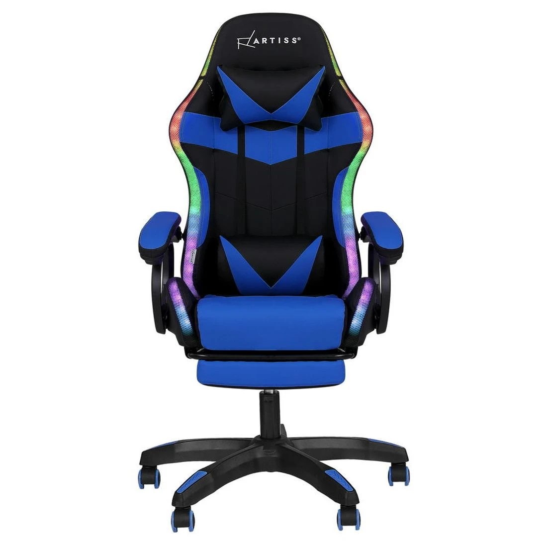3 Artiss Gaming Office Chair 12 RGB LED Massage Computer Work Seat Footrest - Multi, 3 of 7