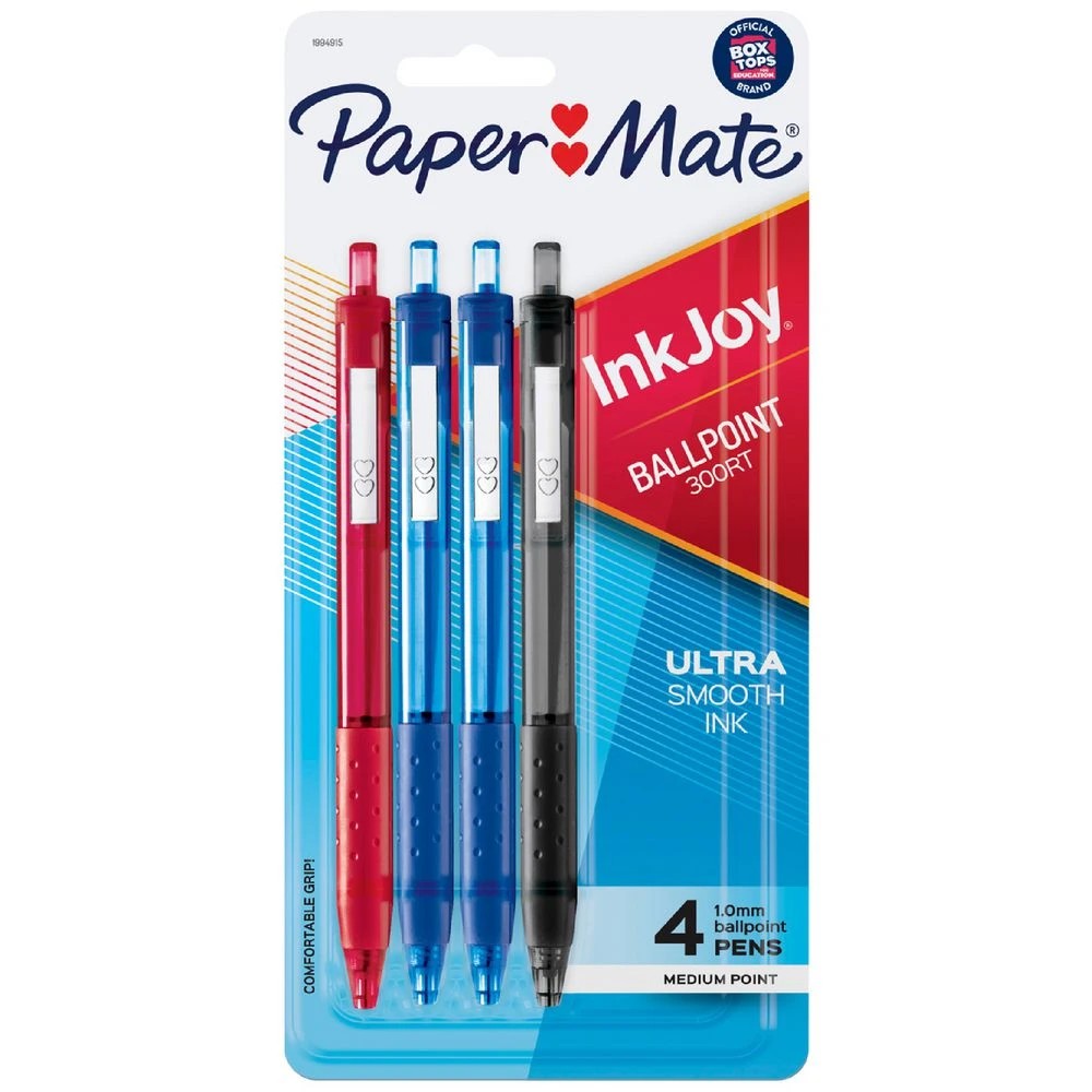 1 Paper Mate Inkjoy 300RT Ballpoint Pen 4 Pack Assorted, 1 of 4