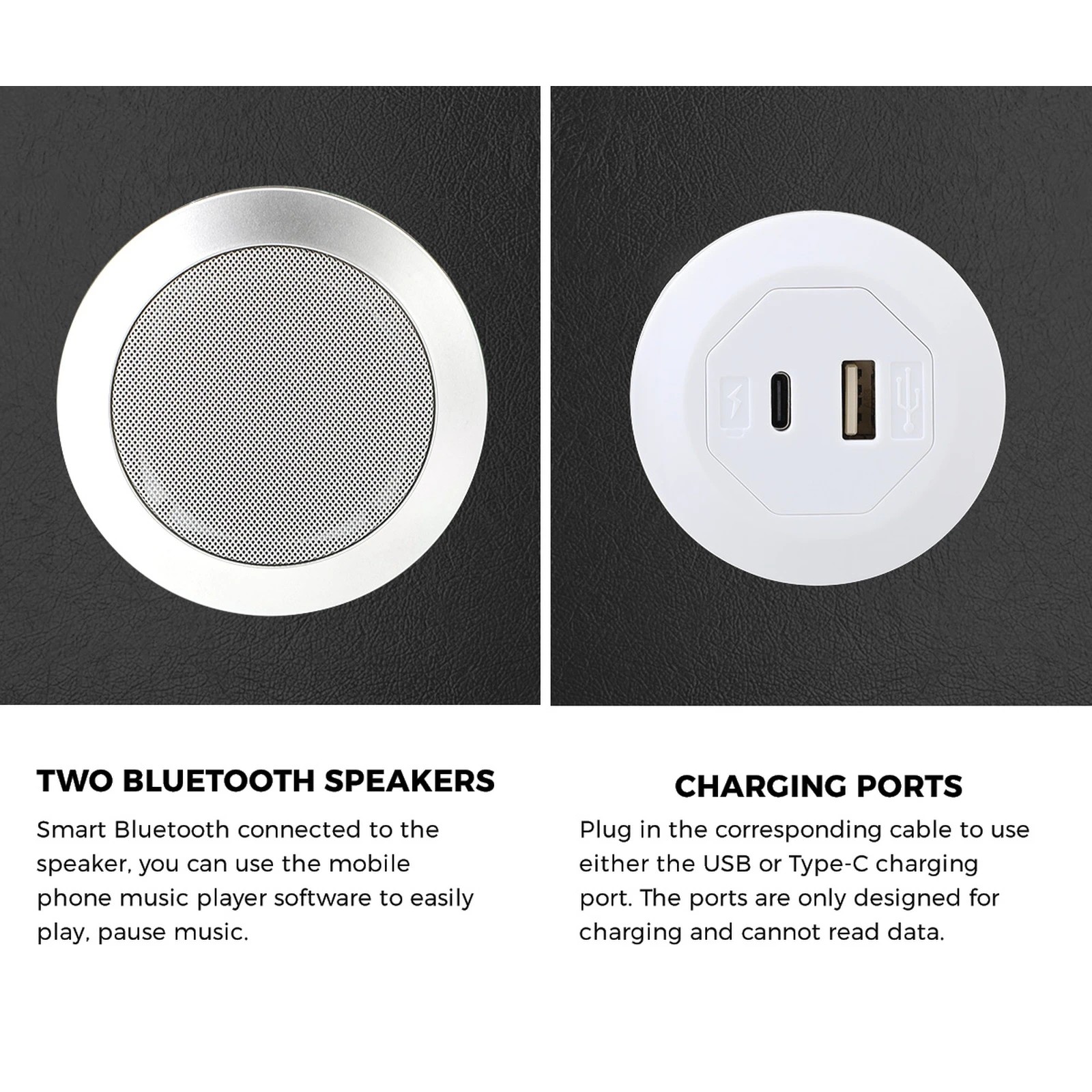 3 Oikiture Smart Bedside Table Wireless Charging Led Lights 3 Drawers
 - Black, 3 of 6