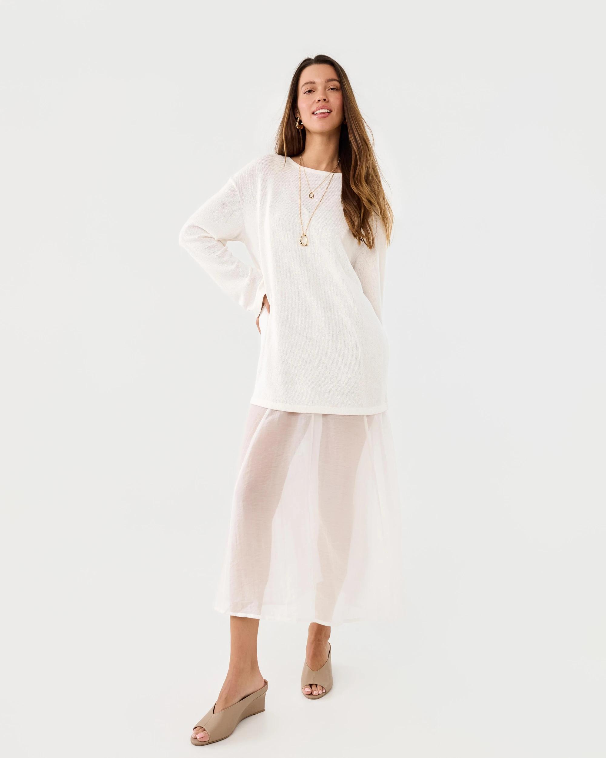 9 Long Sleeve 2-in-1 Jumper Maxi Dress Cld White, 9 of 9