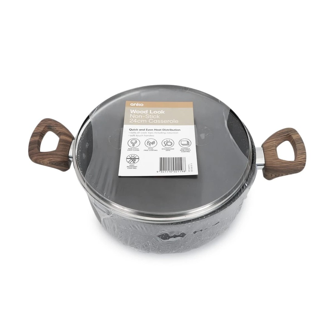 6 24cm Wood Look Handle Saucepan, 6 of 6