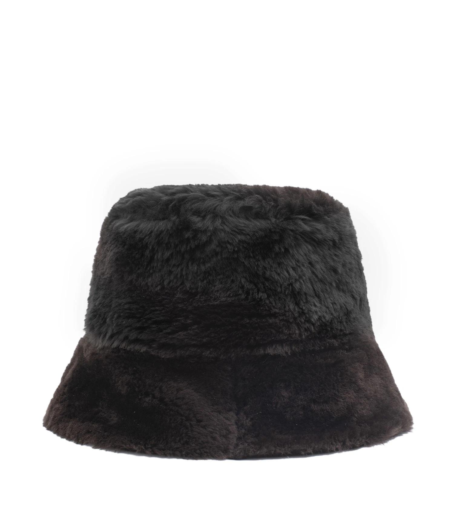 3 Australian Shepherd UGG Fluffy Bucket Patchwork Hat CHOCOLATE, 3 of 5