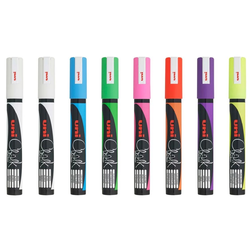 2 Uniball Bullet Liquid Chalk Markers Fluoro Assorted 8 Pack, 2 of 2