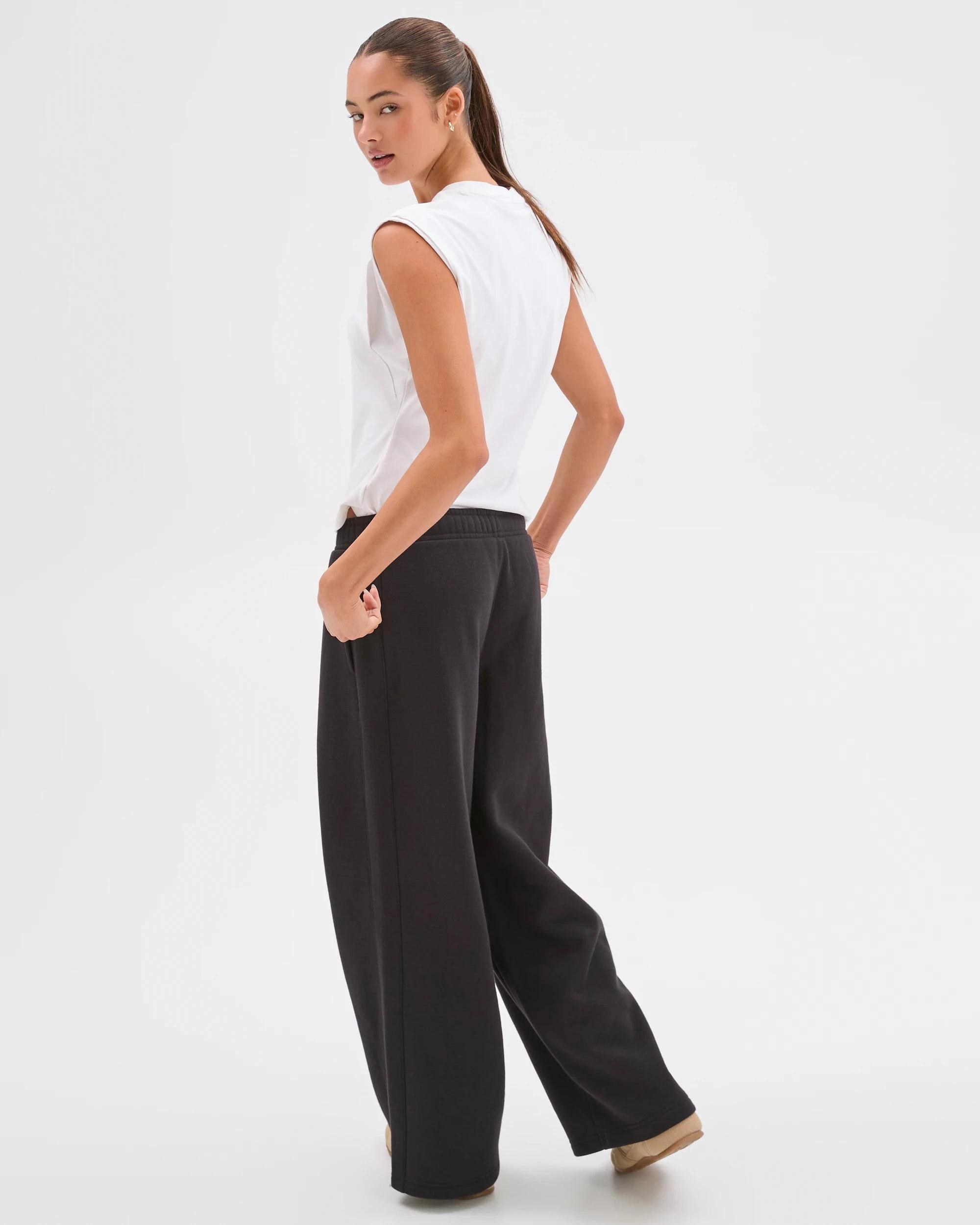 8 Lily Loves Australian Cotton Blend Wide Leg Trackpants BLACK, 8 of 8